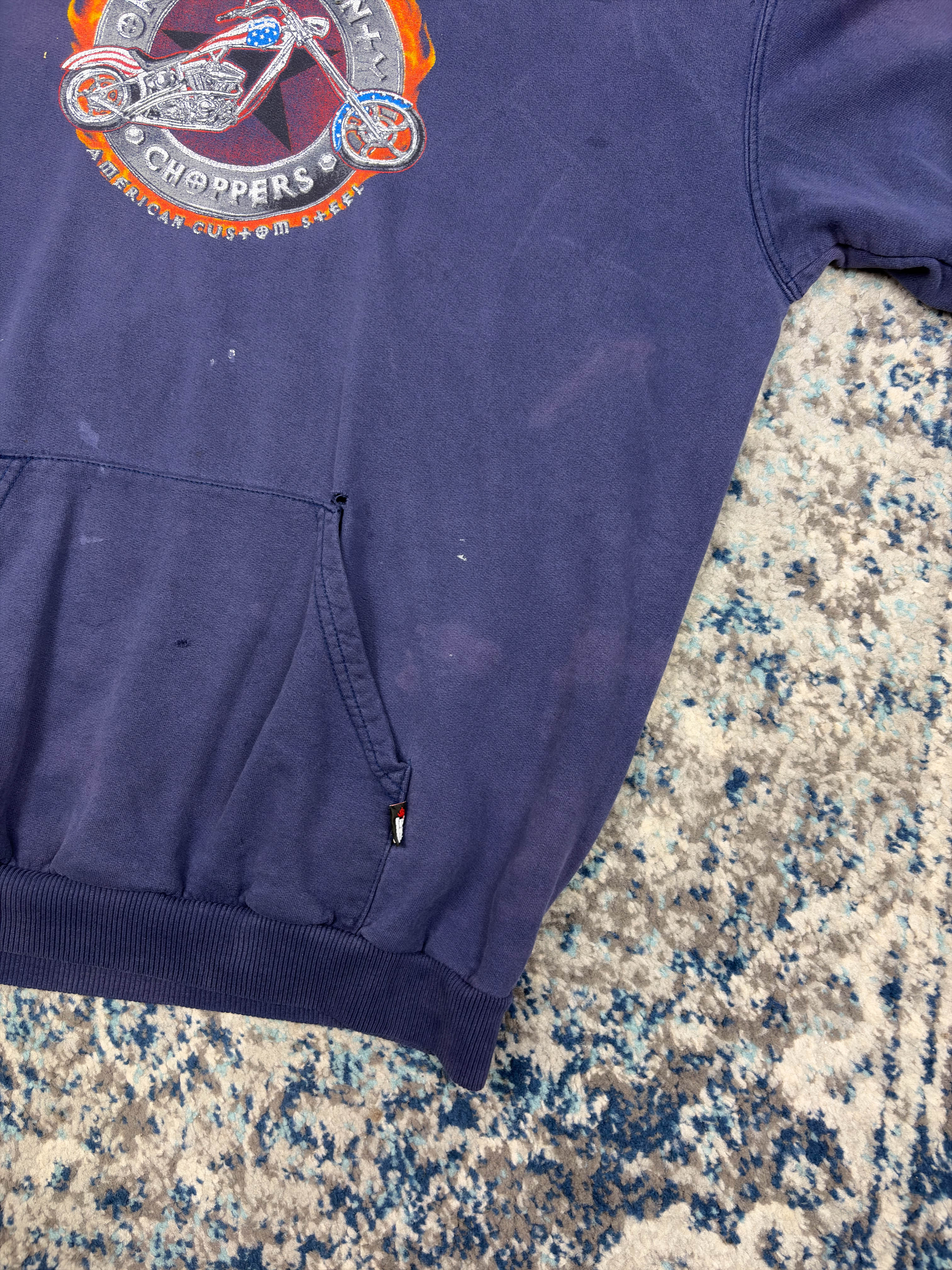 Vintage Orange County Choppers Flame Graphic Hooded Sweatshirt Size Large