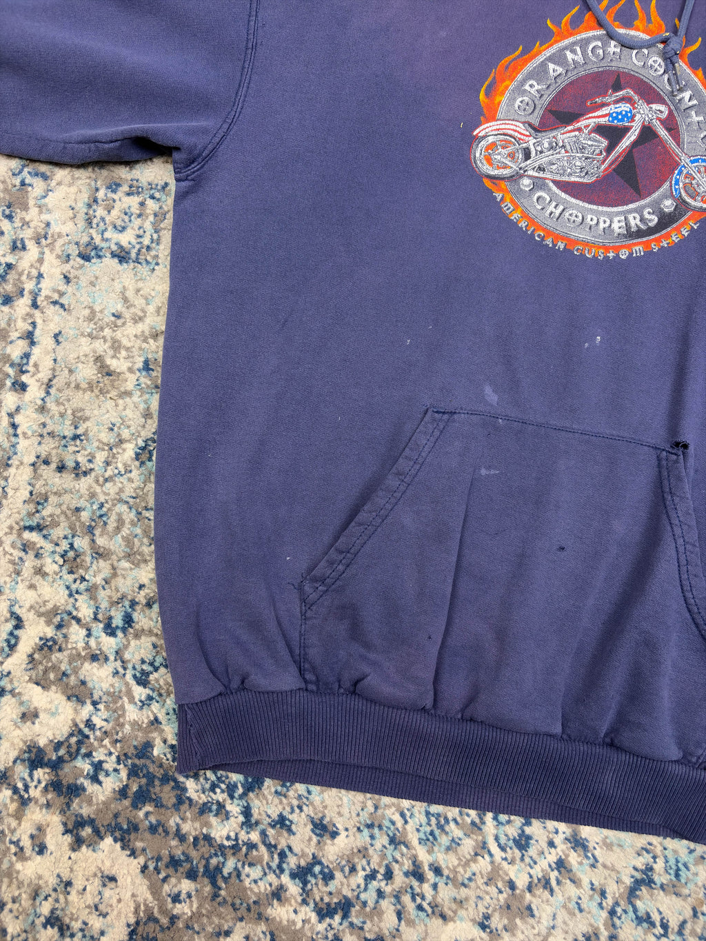 Vintage Orange County Choppers Flame Graphic Hooded Sweatshirt Size Large