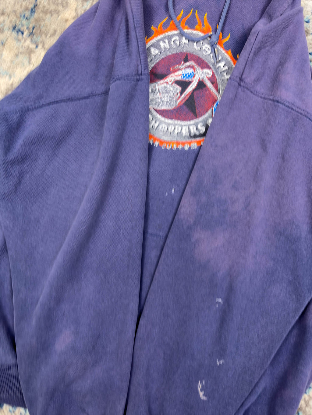 Vintage Orange County Choppers Flame Graphic Hooded Sweatshirt Size Large