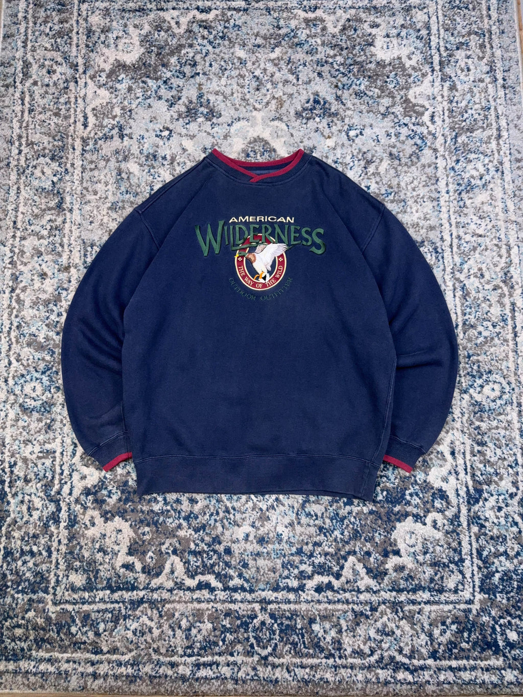 Vintage American Wilderness Embroidered Duck Graphic Sweatshirt Size Large
