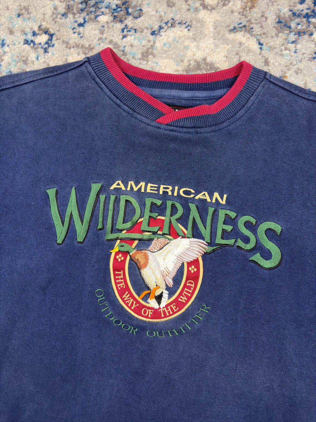 Vintage American Wilderness Embroidered Duck Graphic Sweatshirt Size Large