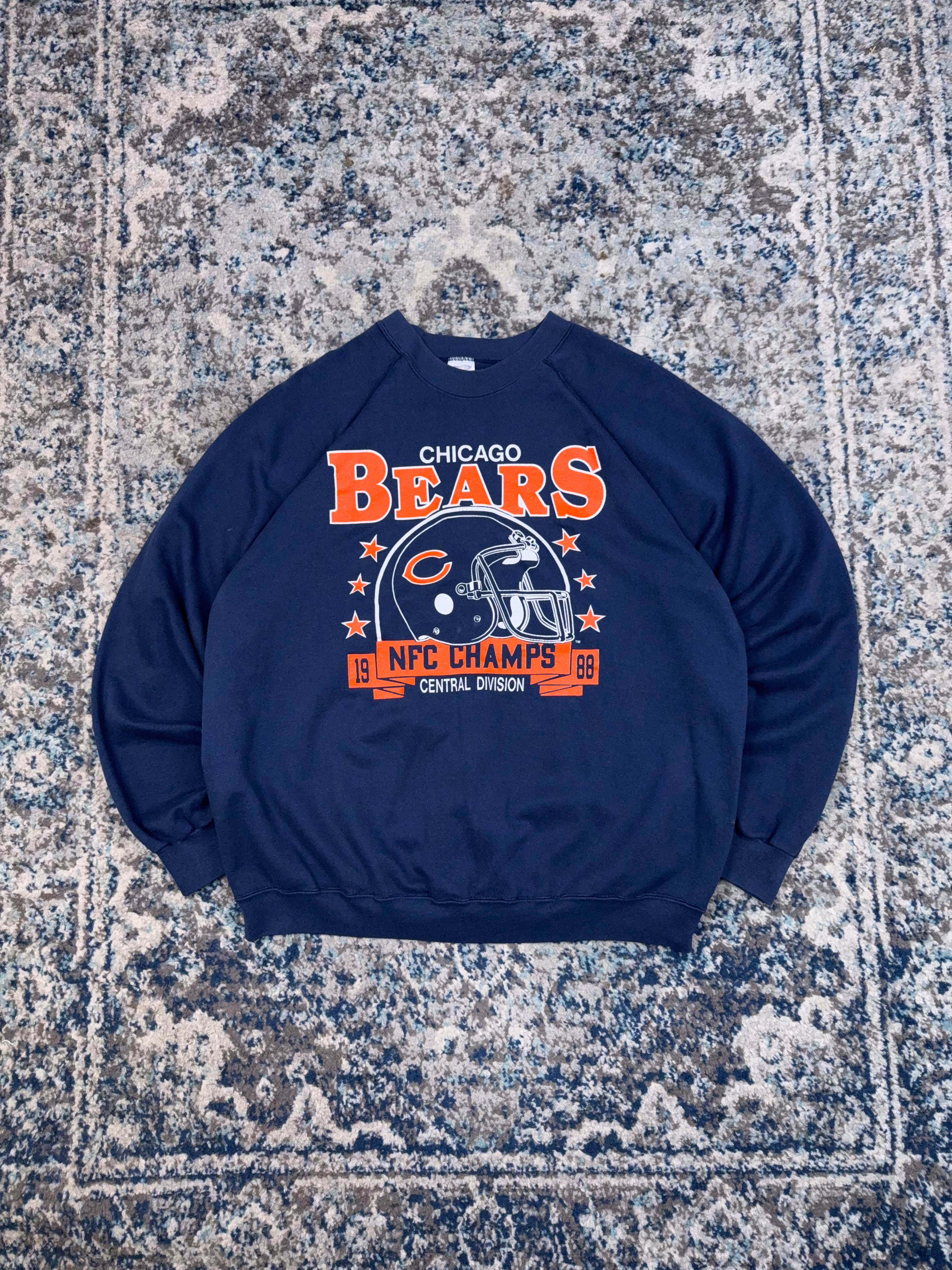 Vintage 1988 Chicago Bears NFL Helmet Graphic Football Sweatshirt Size XL