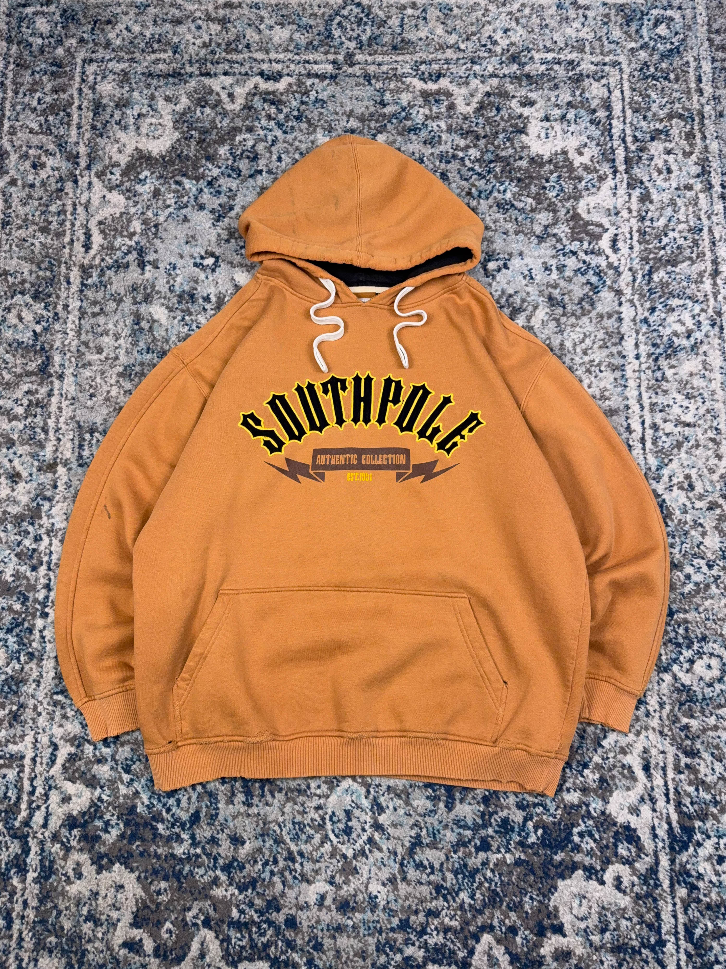 Vintage Y2K Southpole Embroidered Arc Spellout Hooded Sweatshirt Size Large