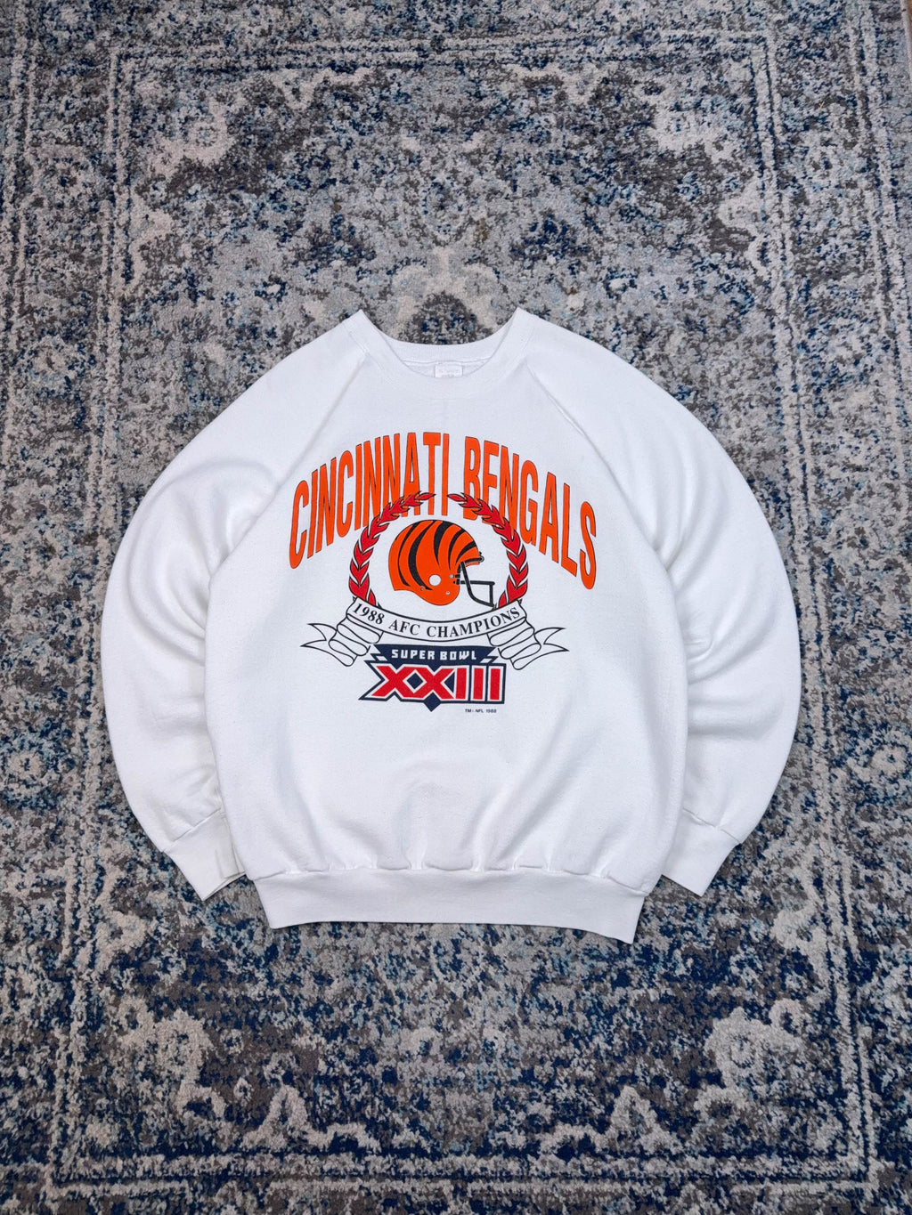 Vintage 1988 Cincinnati Bengals NFL Helmet Graphic Football Sweatshirt Size XL