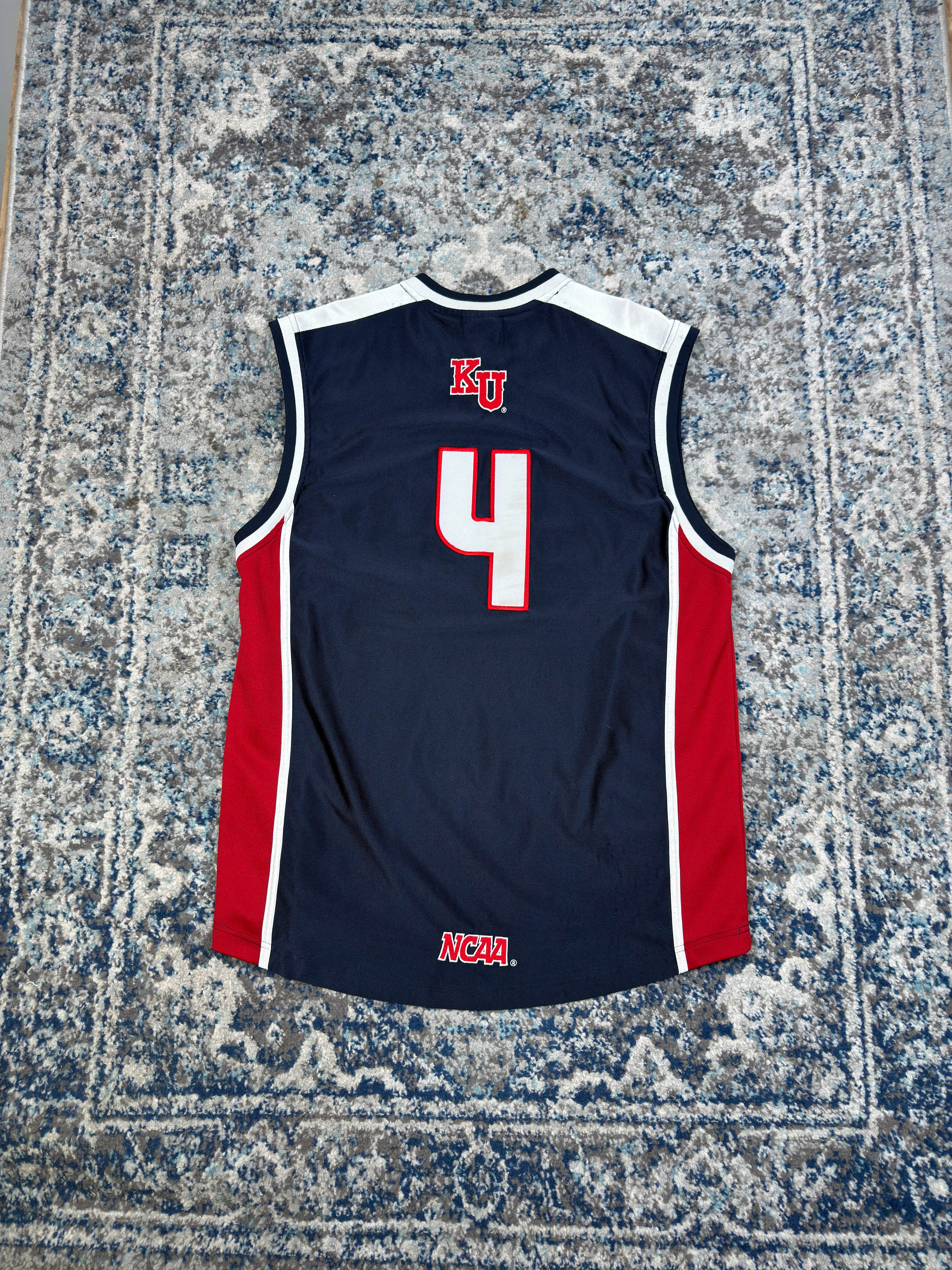 Vintage Kansas Jayhawks NCAA Embroidered Logo Basketball Jersey Size Large