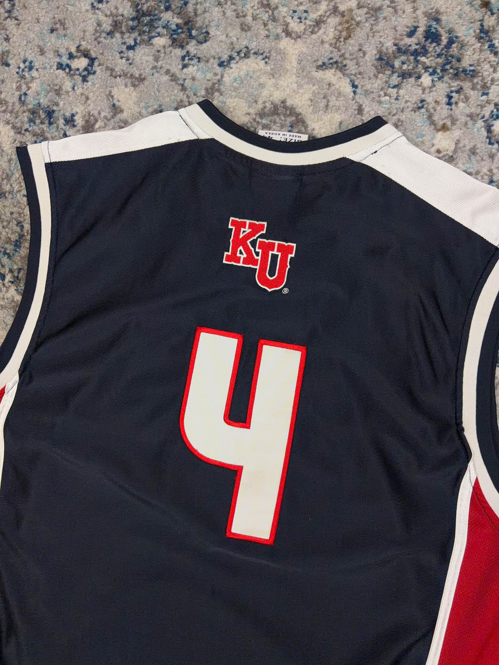 Vintage Kansas Jayhawks NCAA Embroidered Logo Basketball Jersey Size Large