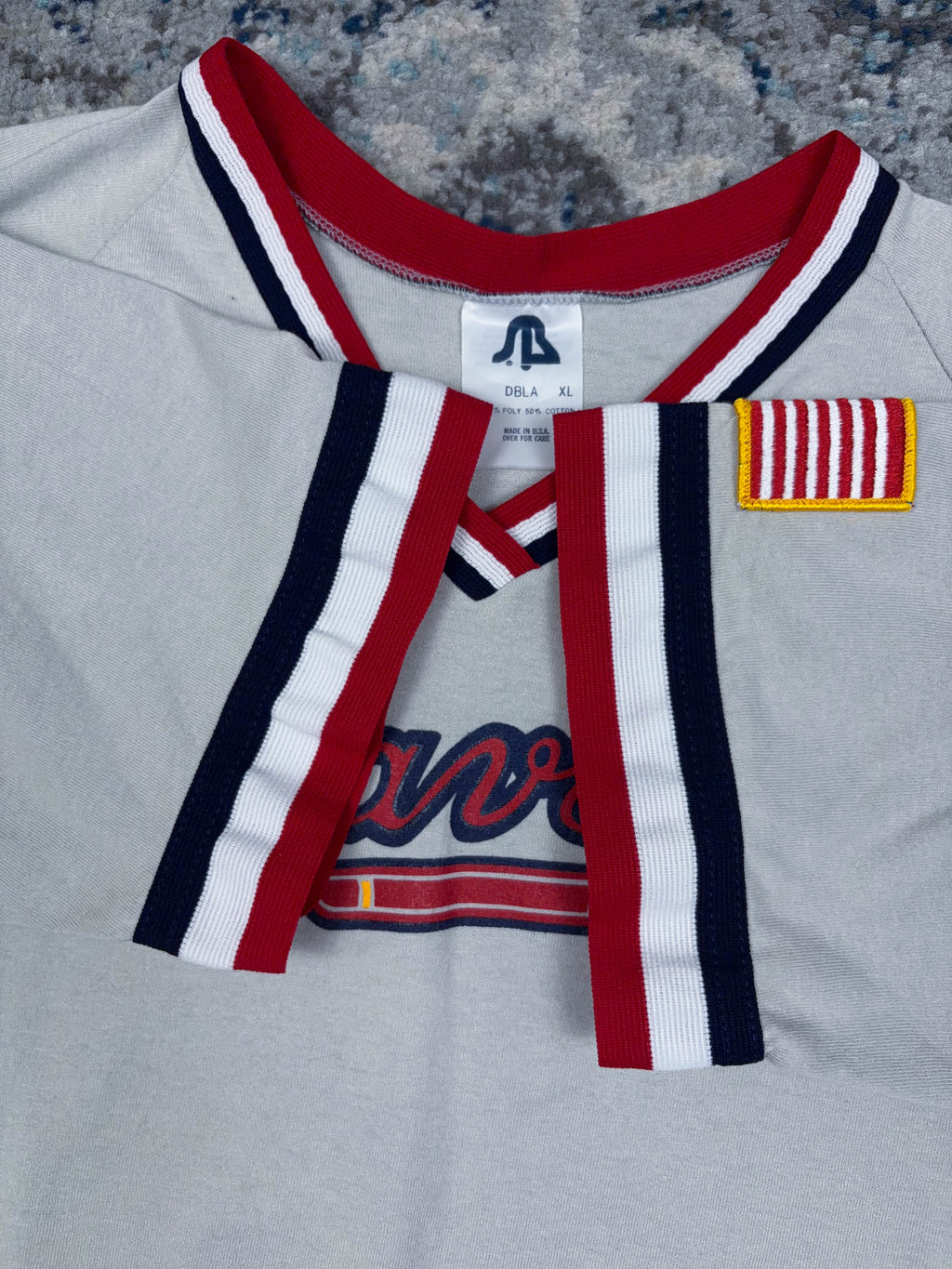 Vintage 90s Atlanta Braves MLB Logo Spellout Baseball Jersey Size XL