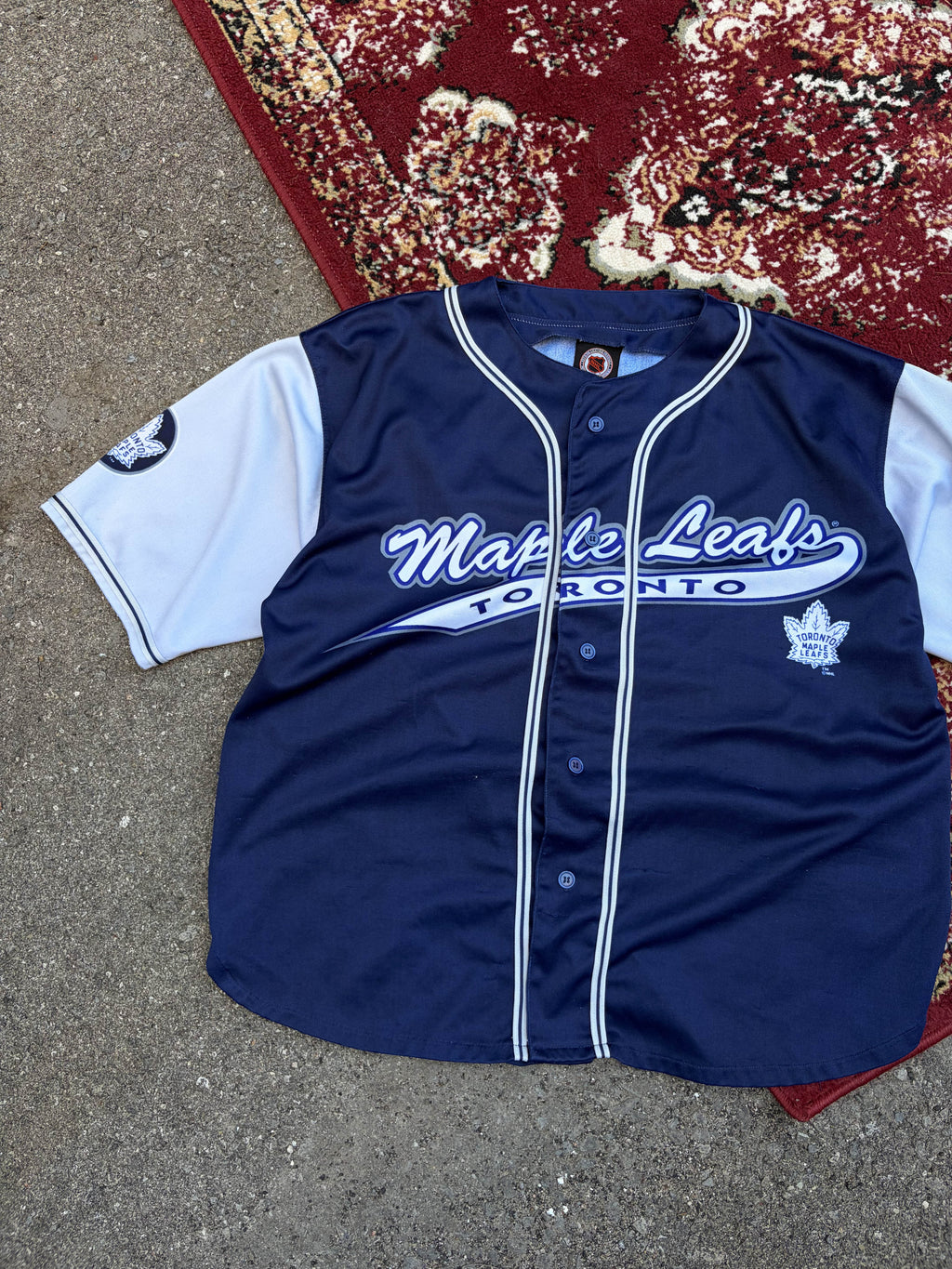 Vintage Toronto Maple Leafs NHL Tailsweep Baseball Jersey Size XL