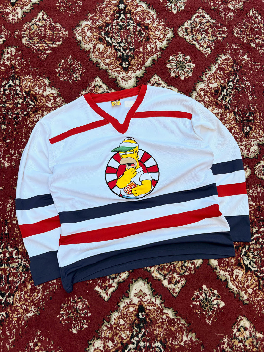 Vintage 2005 Homer Simpson Poker Night Stitched Hockey Jersey Size L/XL