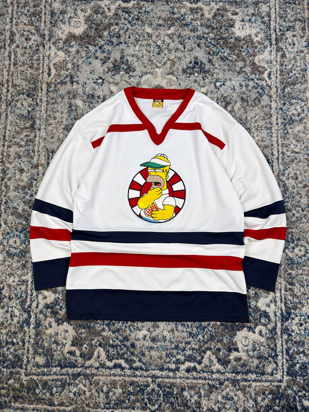 Vintage 2005 Homer Simpson Poker Night Stitched Hockey Jersey Size L/XL