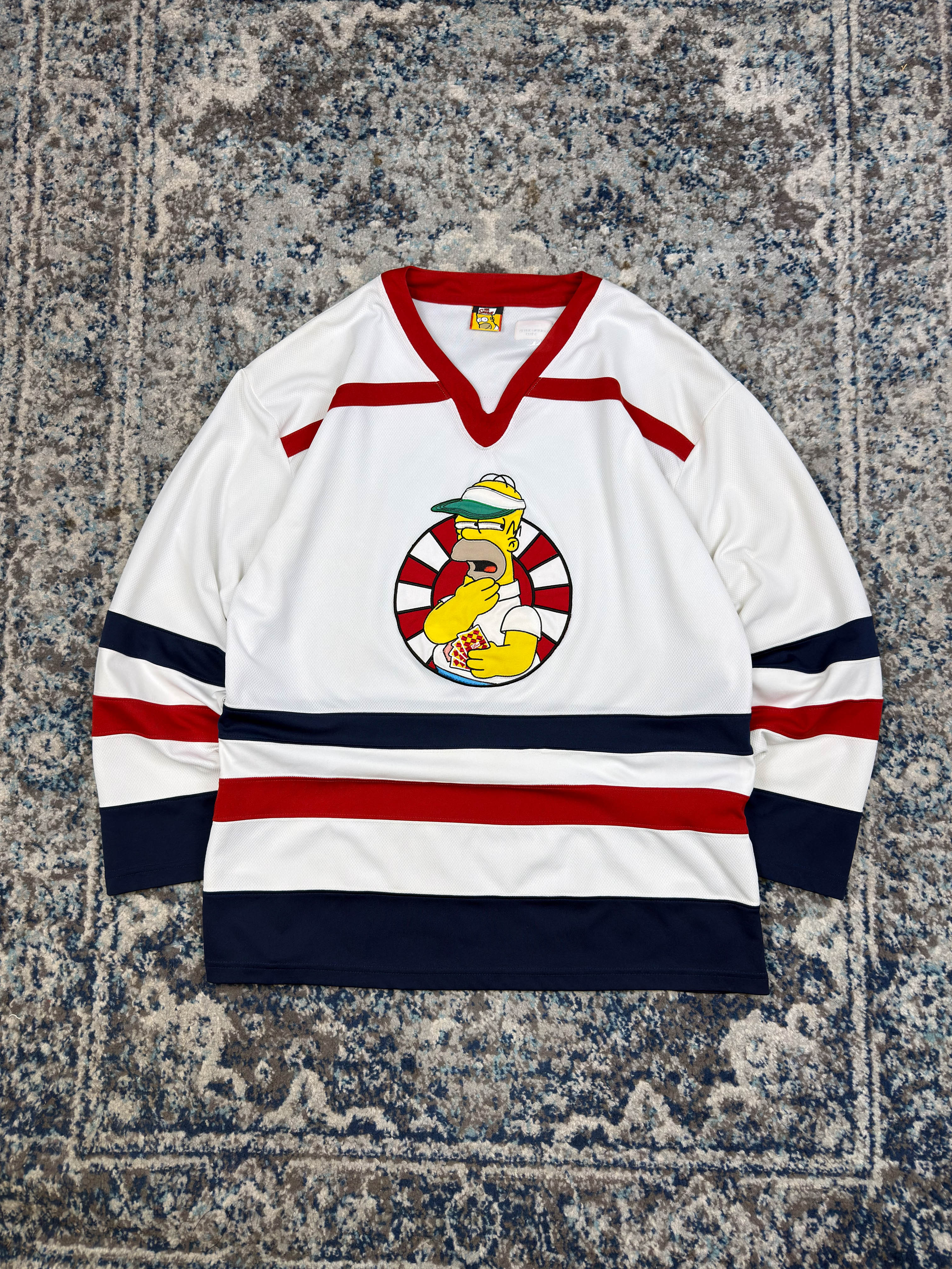 Vintage 2005 Homer Simpson Poker Night Stitched Hockey Jersey Size L/XL