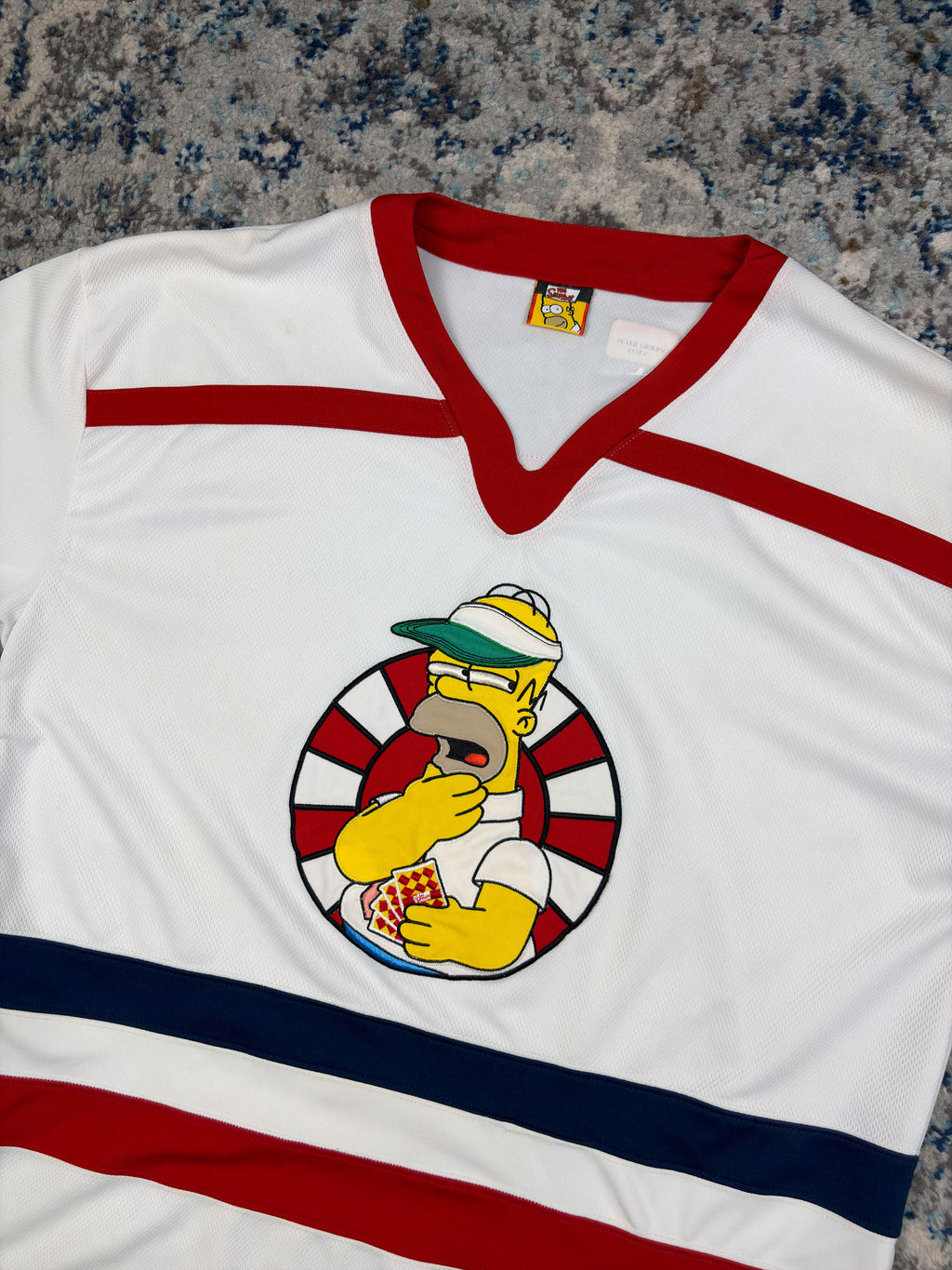 Vintage 2005 Homer Simpson Poker Night Stitched Hockey Jersey Size L/XL