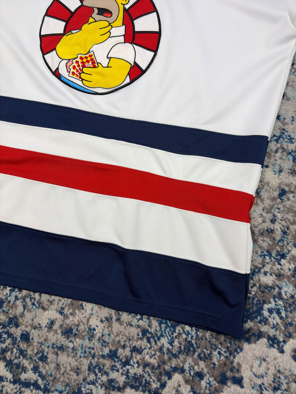 Vintage 2005 Homer Simpson Poker Night Stitched Hockey Jersey Size L/XL
