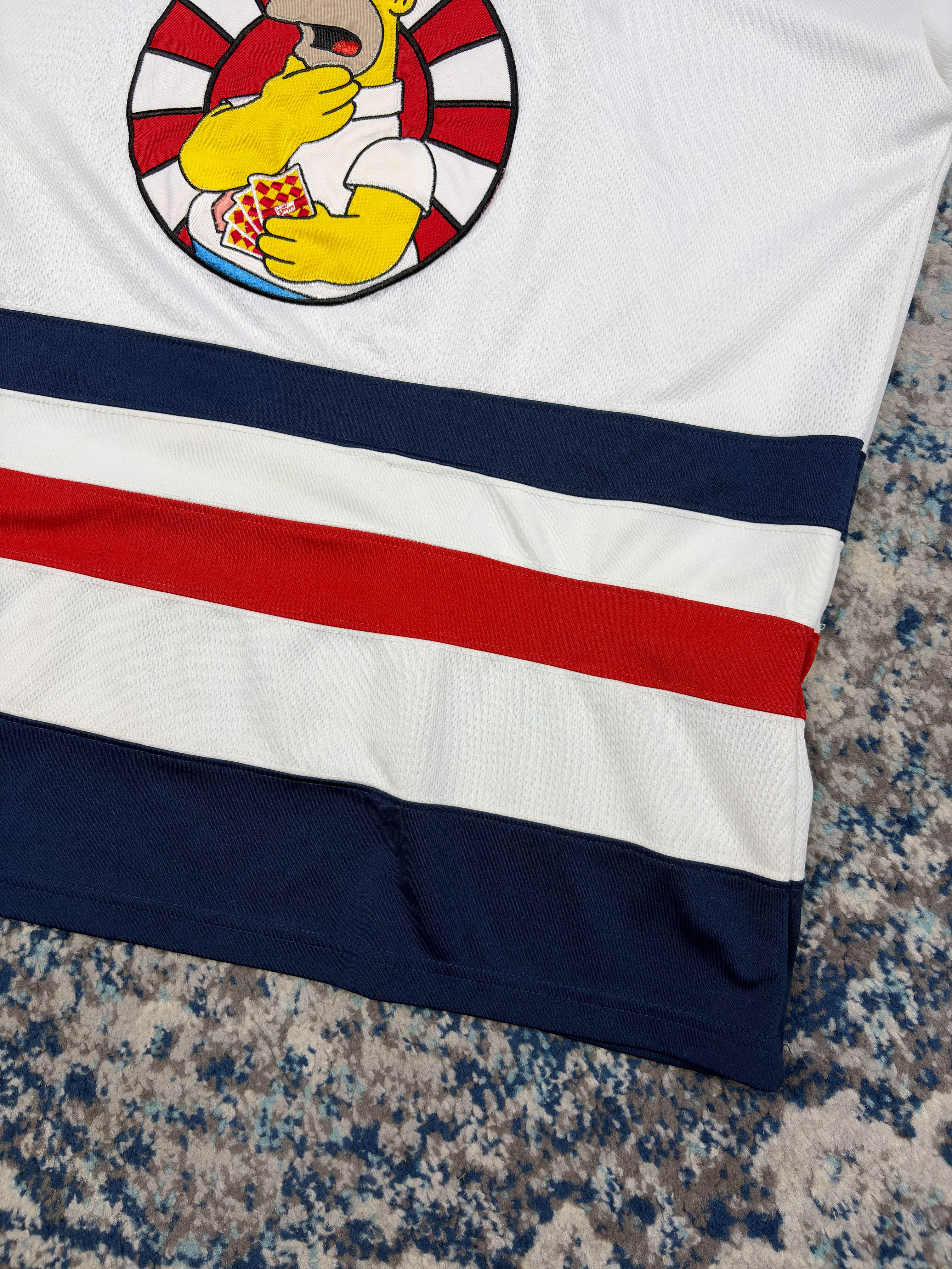 Vintage 2005 Homer Simpson Poker Night Stitched Hockey Jersey Size L/XL