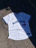 Vintage Toronto Blue Jays MLB Spellout Logo Baseball Jersey Size YOUTH M