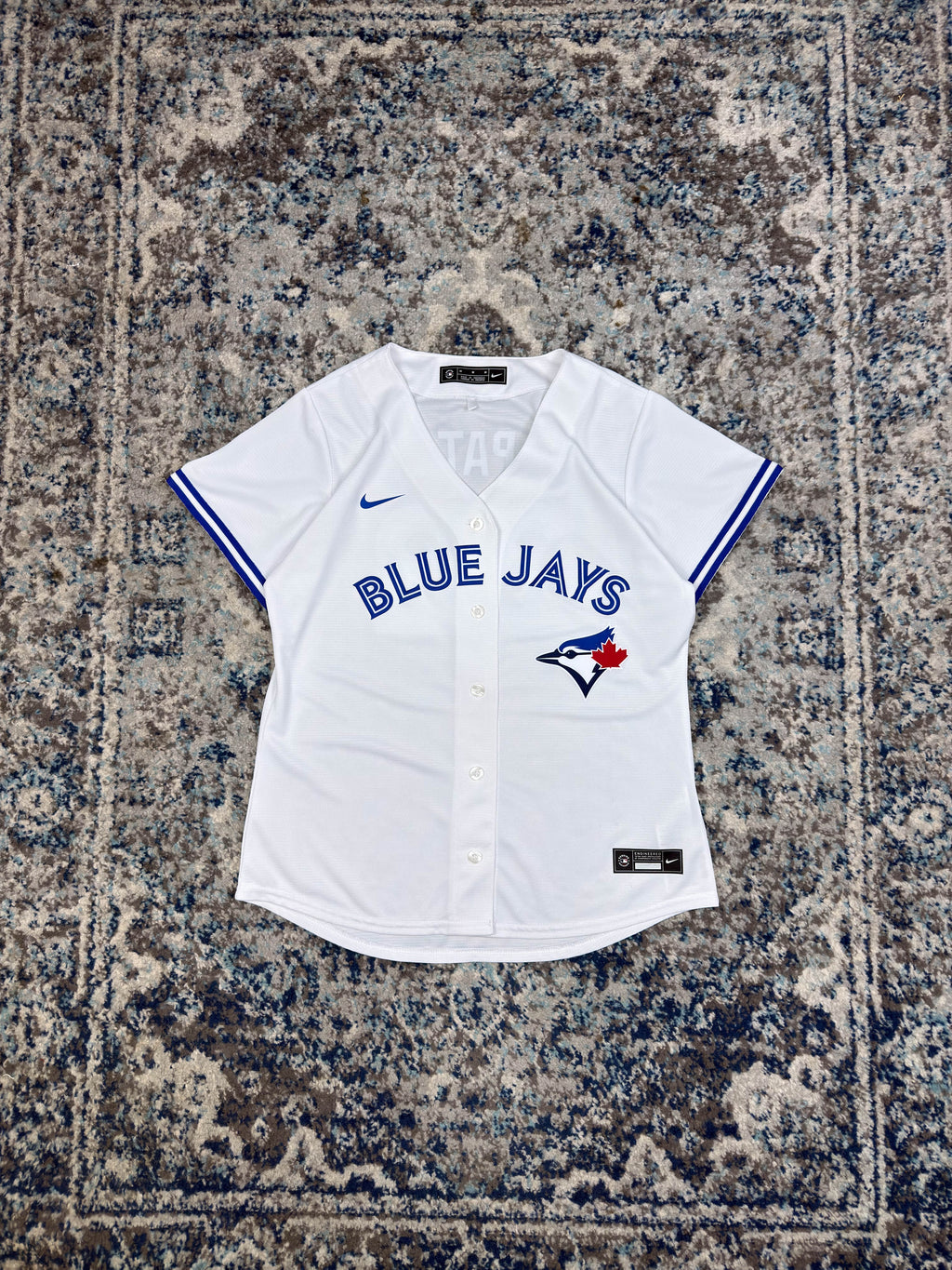 Vintage Toronto Blue Jays MLB Spellout Logo Baseball Jersey Size YOUTH M