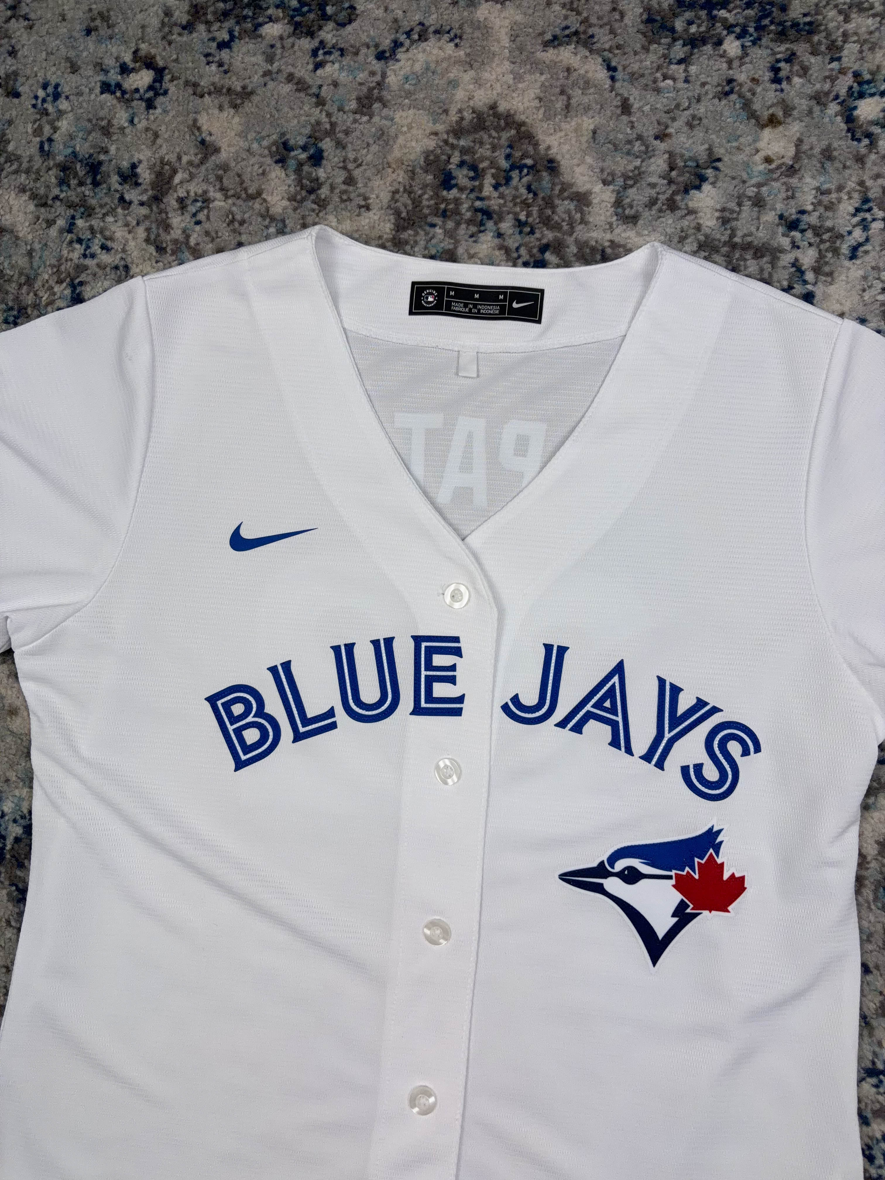 Vintage Toronto Blue Jays MLB Spellout Logo Baseball Jersey Size YOUTH M