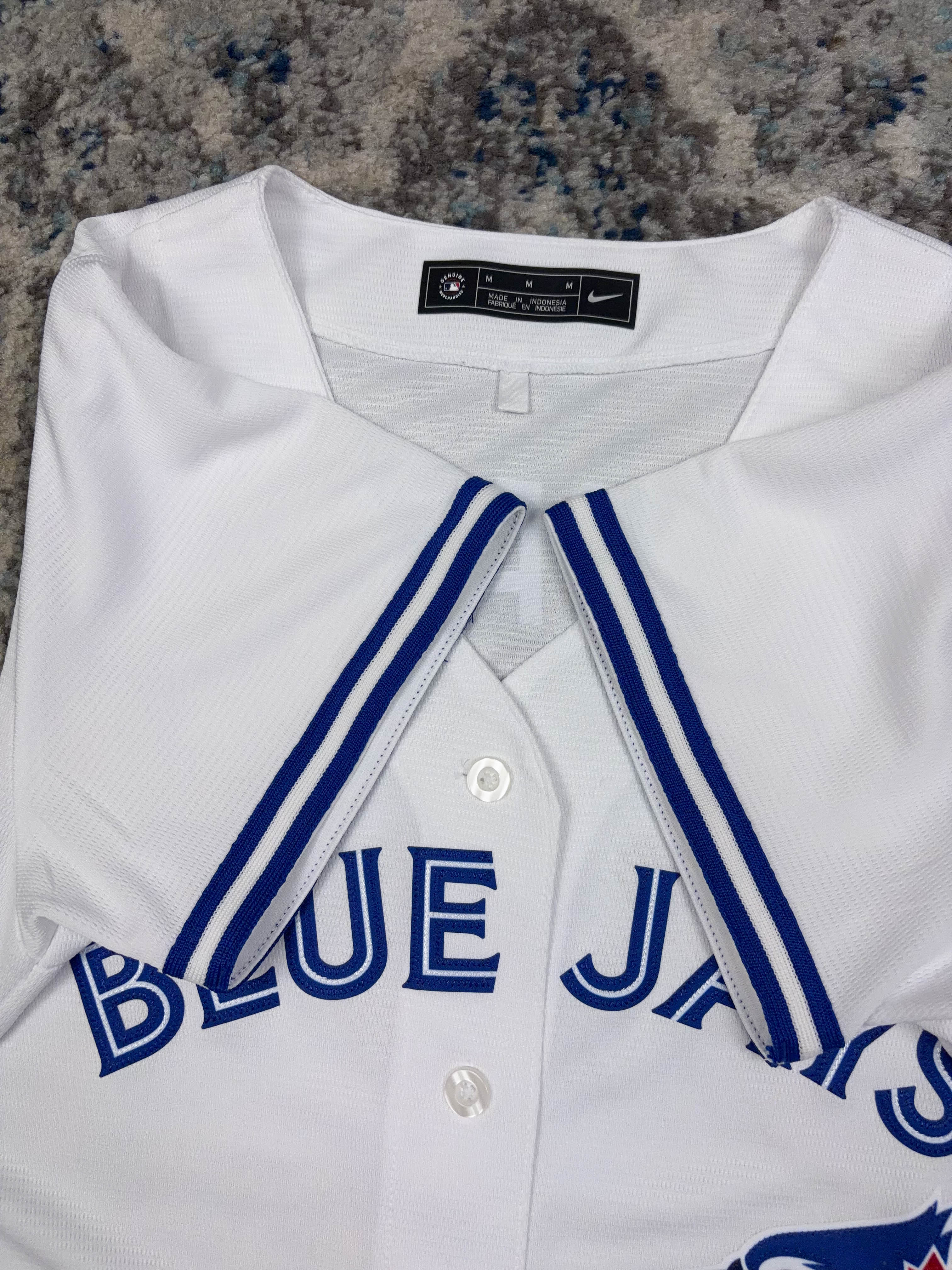 Vintage Toronto Blue Jays MLB Spellout Logo Baseball Jersey Size YOUTH M