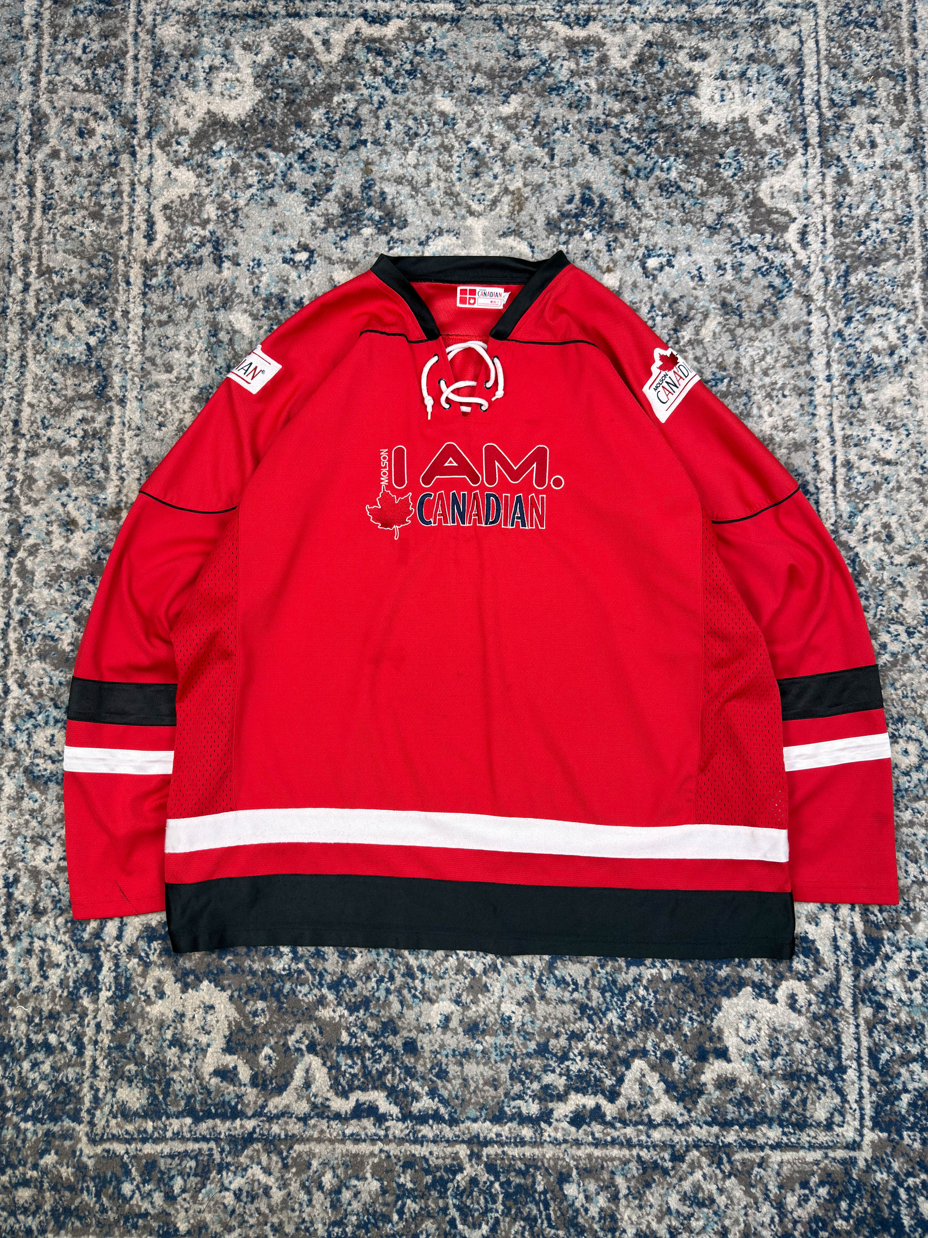 Vintage Molson I Am Canadian Beer Promo Hockey Jersey Size 2XL