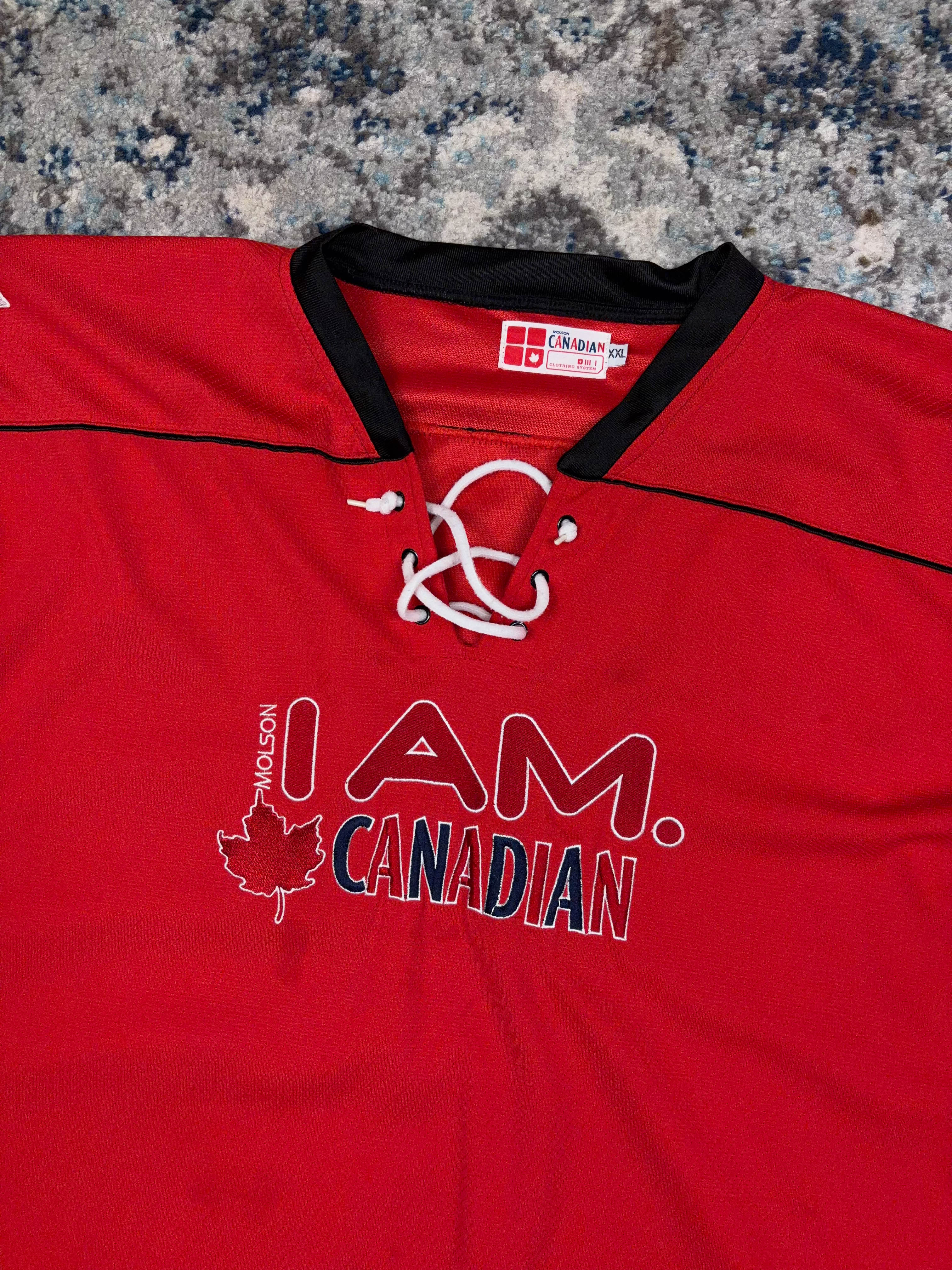 Vintage Molson I Am Canadian Beer Promo Hockey Jersey Size 2XL