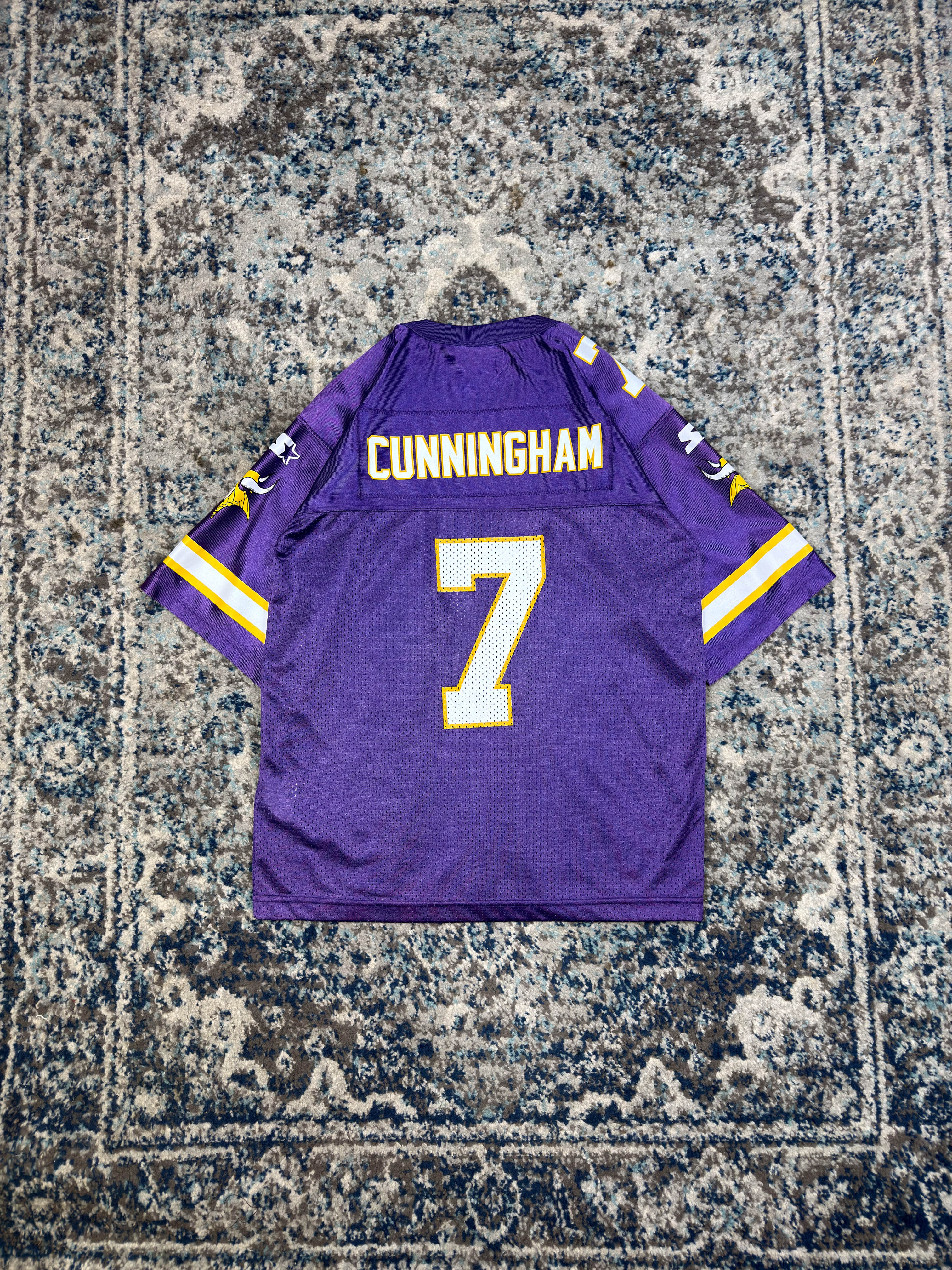 Vintage Randal Cunninham #7 Minnesota Vikings NFL Jersey Size YOUTH Medium