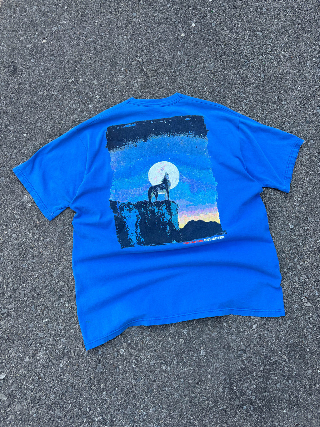 Vintage Marlboro Unlimited Wolf Landscape Nature Graphic T-Shirt Size XL