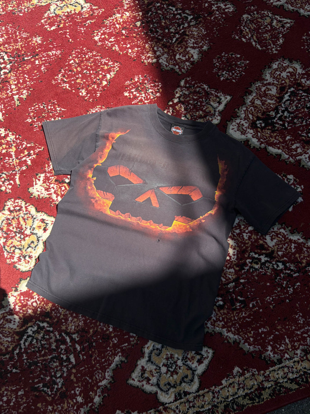Harley Davidson Flaming Skull Graphic T-Shirt Size Medium