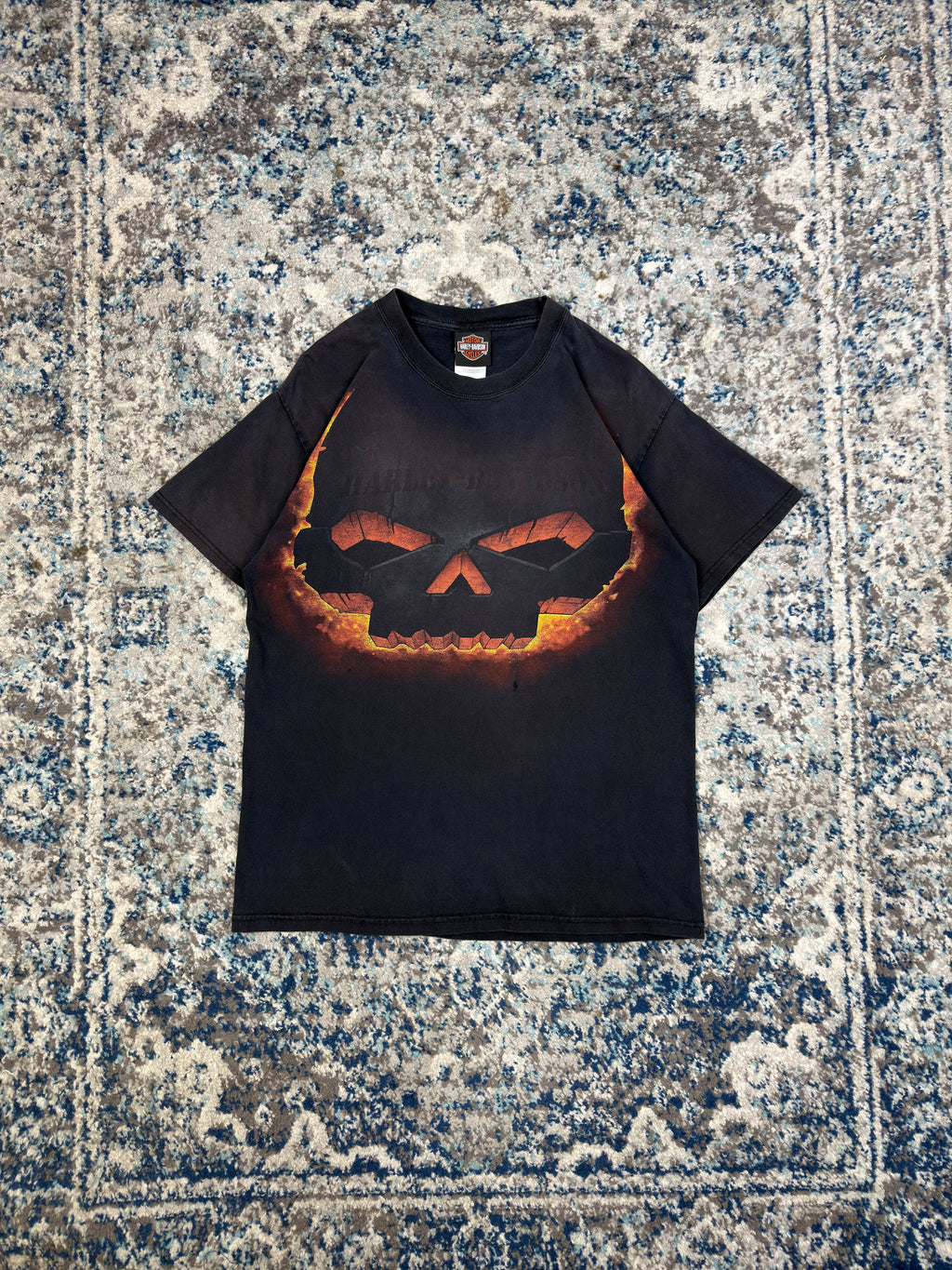 Harley Davidson Flaming Skull Graphic T-Shirt Size Medium