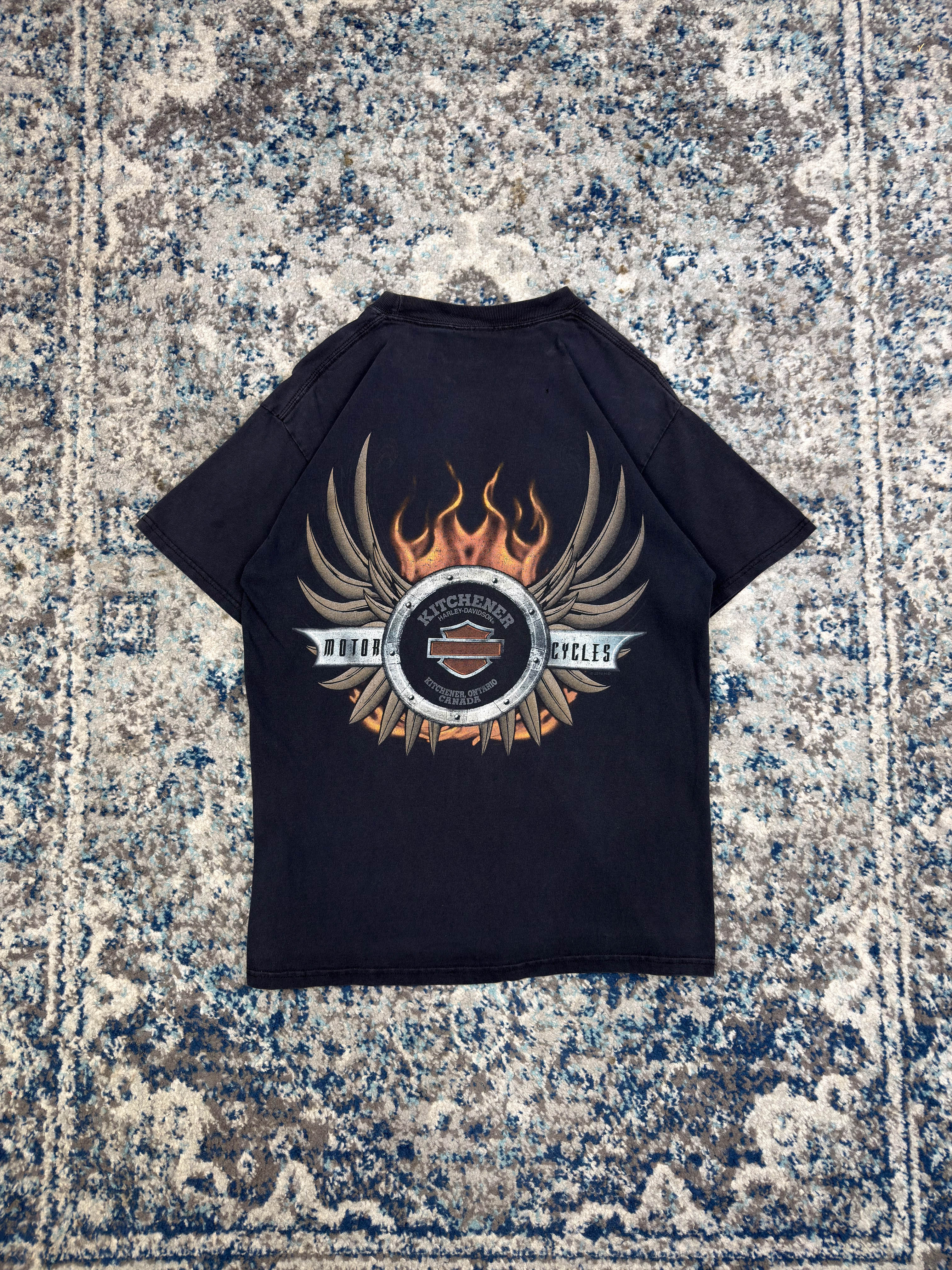 Harley Davidson Flaming Skull Graphic T-Shirt Size Medium