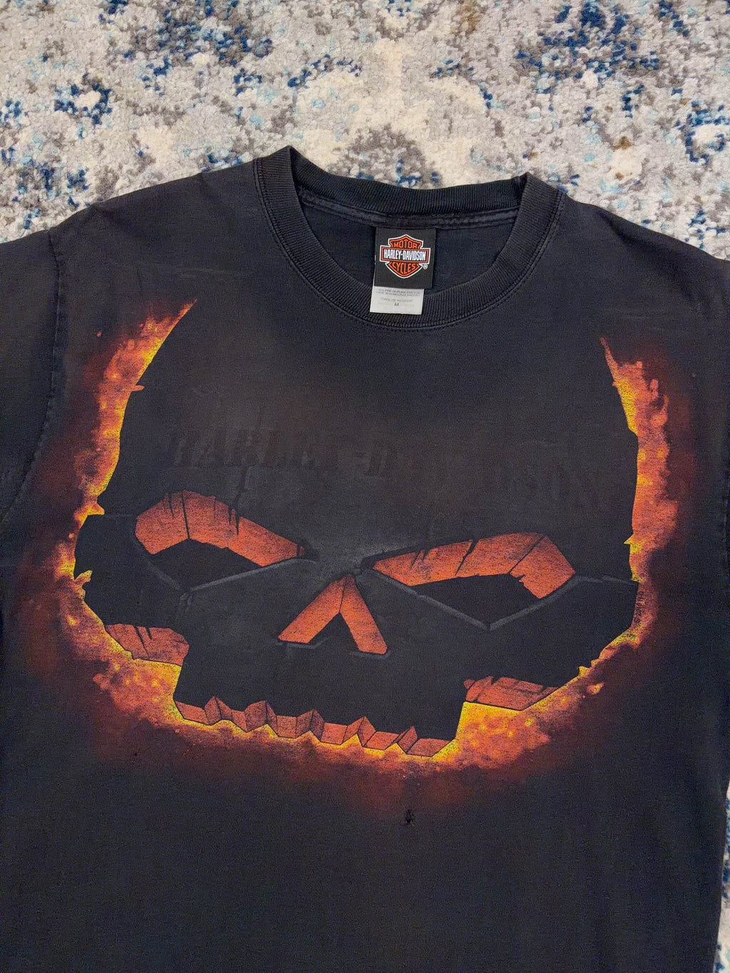 Harley Davidson Flaming Skull Graphic T-Shirt Size Medium