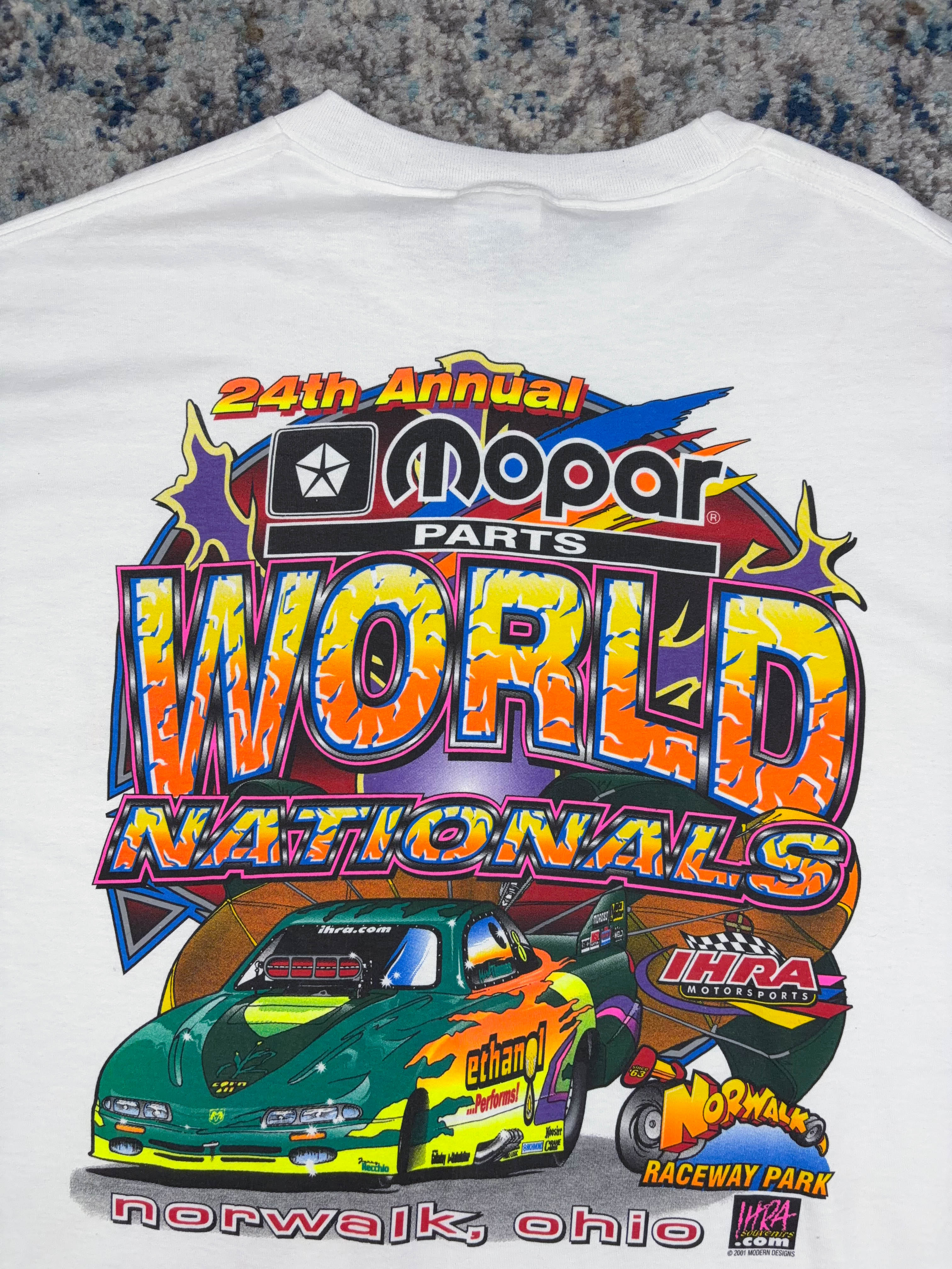 Vintage 2001 Norwalk World Nationals Drag Race Graphic T-Shirt Size 2XL