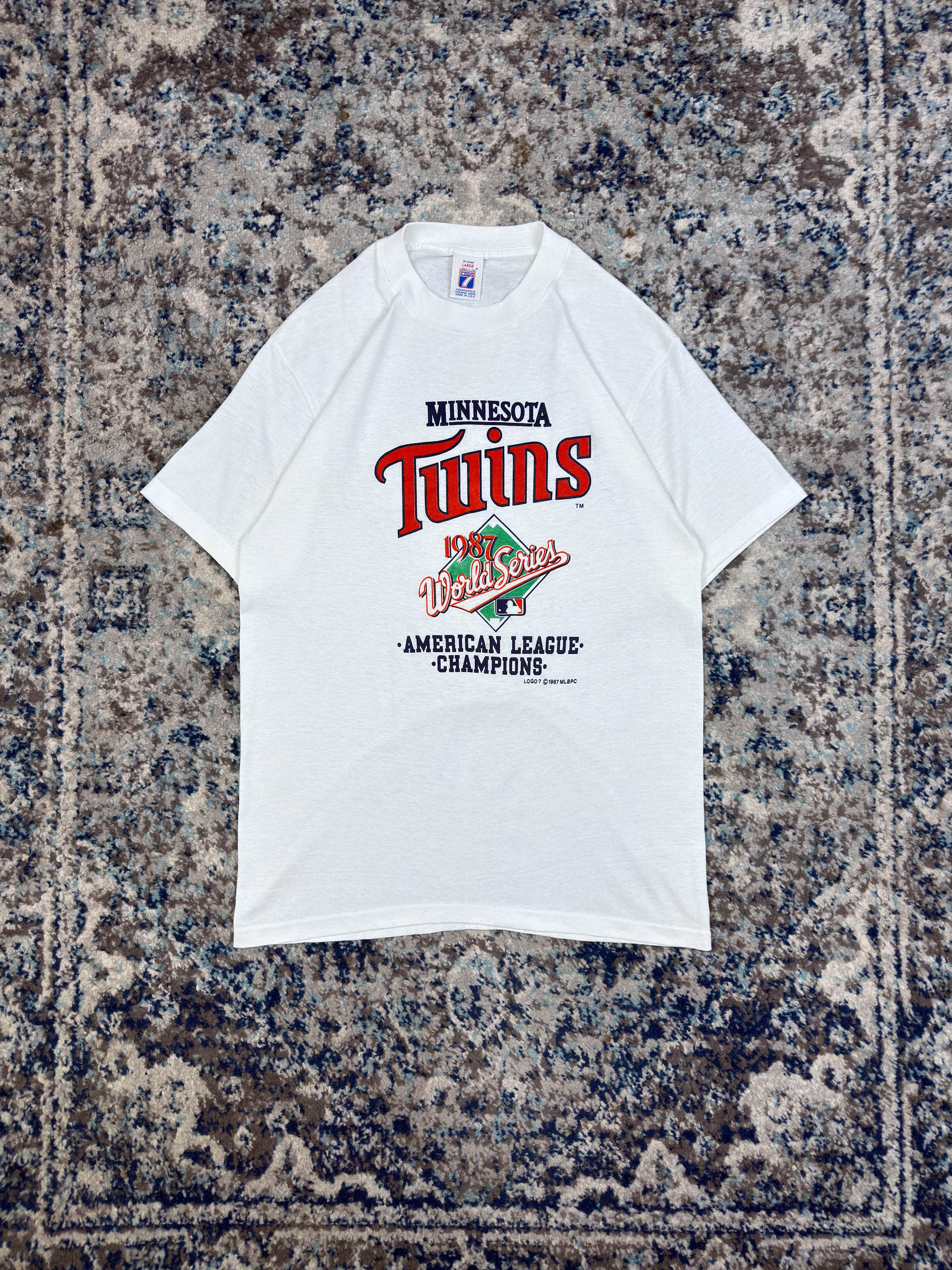 Vintage 1987 Minnesota Twins MLB American League Champs T-Shirt Size Large