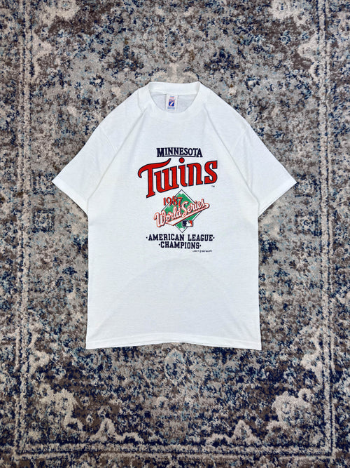 Vintage 1987 Minnesota Twins MLB American League Champs T-Shirt Size Large