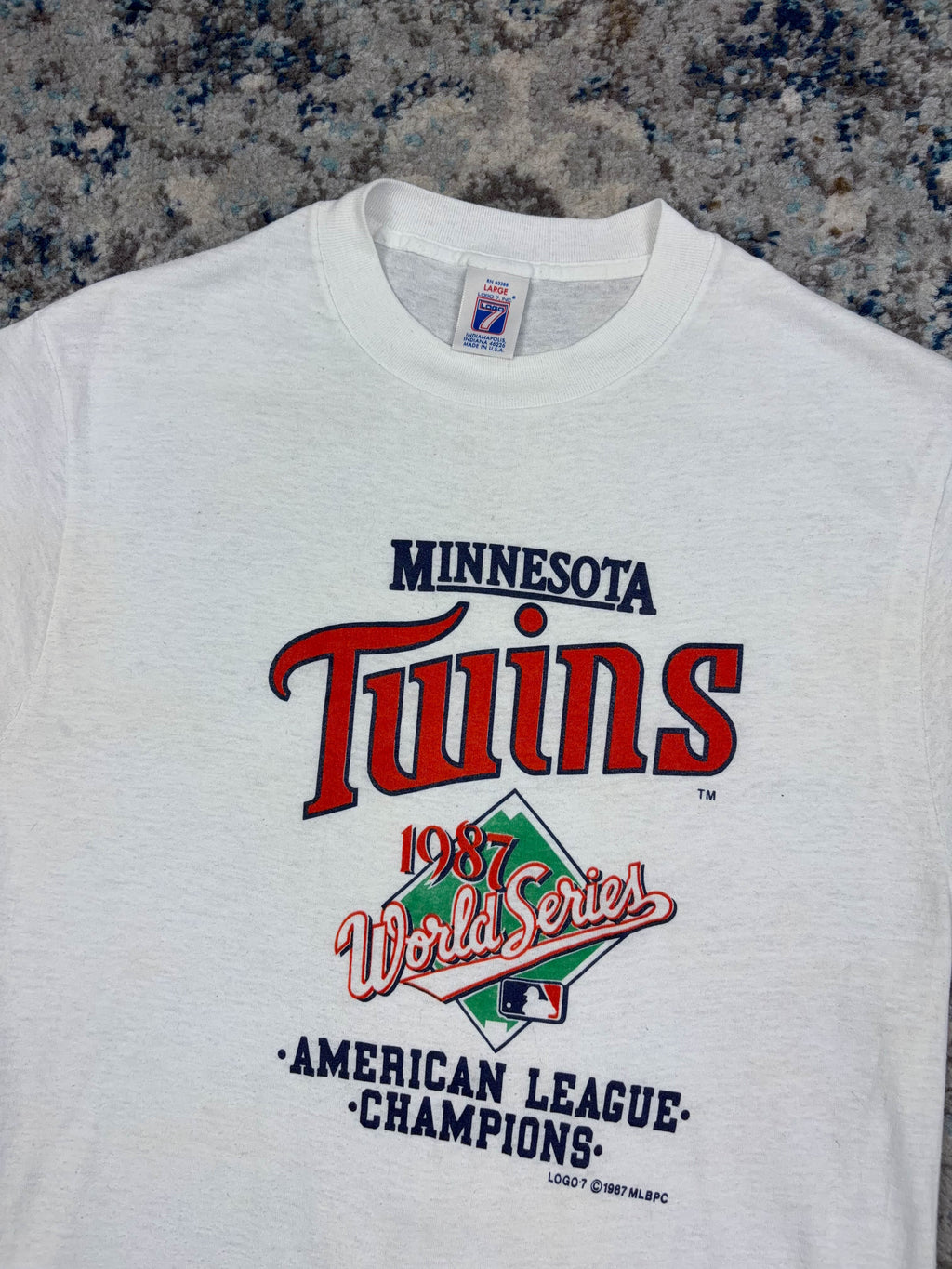 Vintage 1987 Minnesota Twins MLB American League Champs T-Shirt Size Large