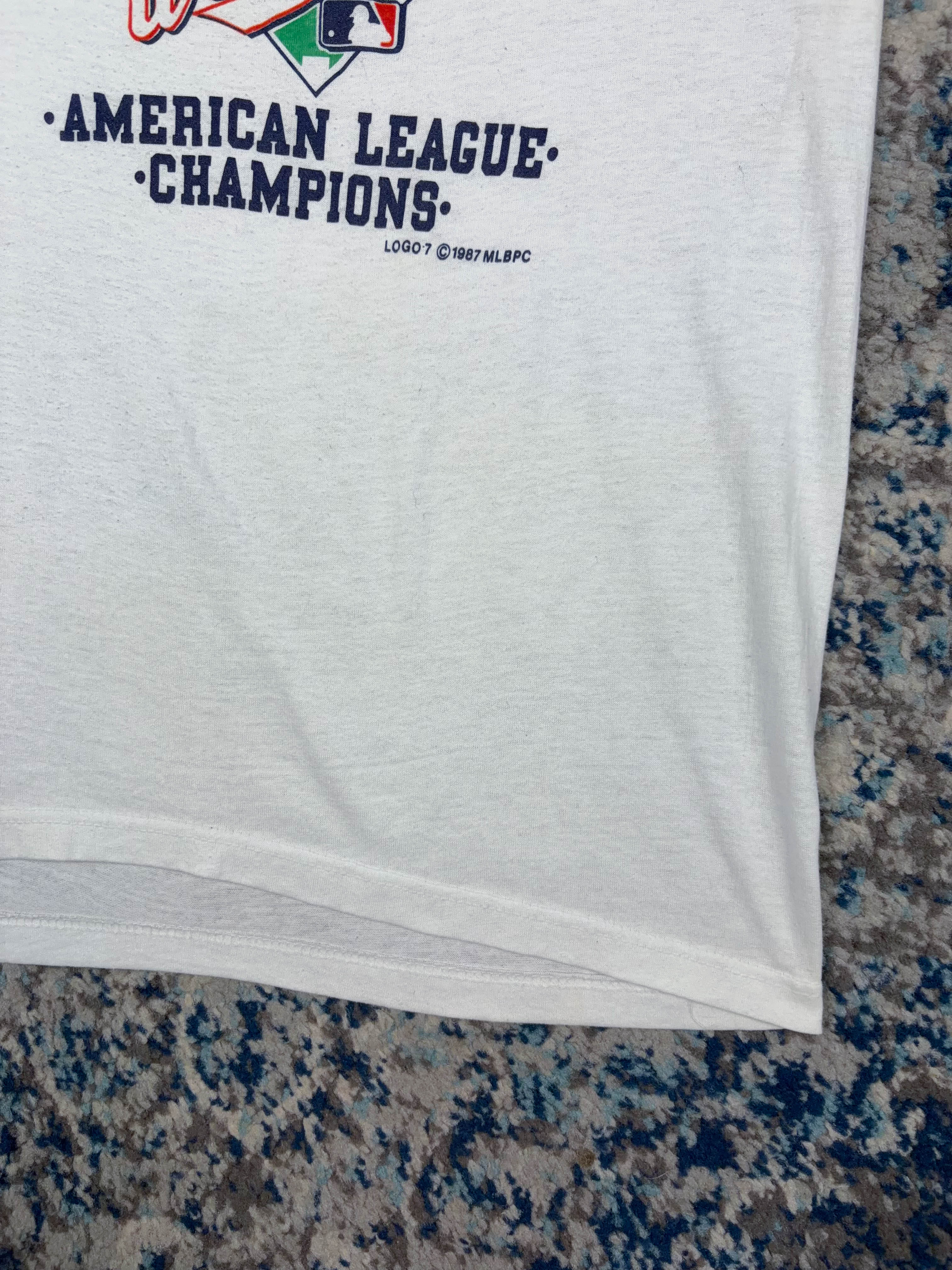 Vintage 1987 Minnesota Twins MLB American League Champs T-Shirt Size Large