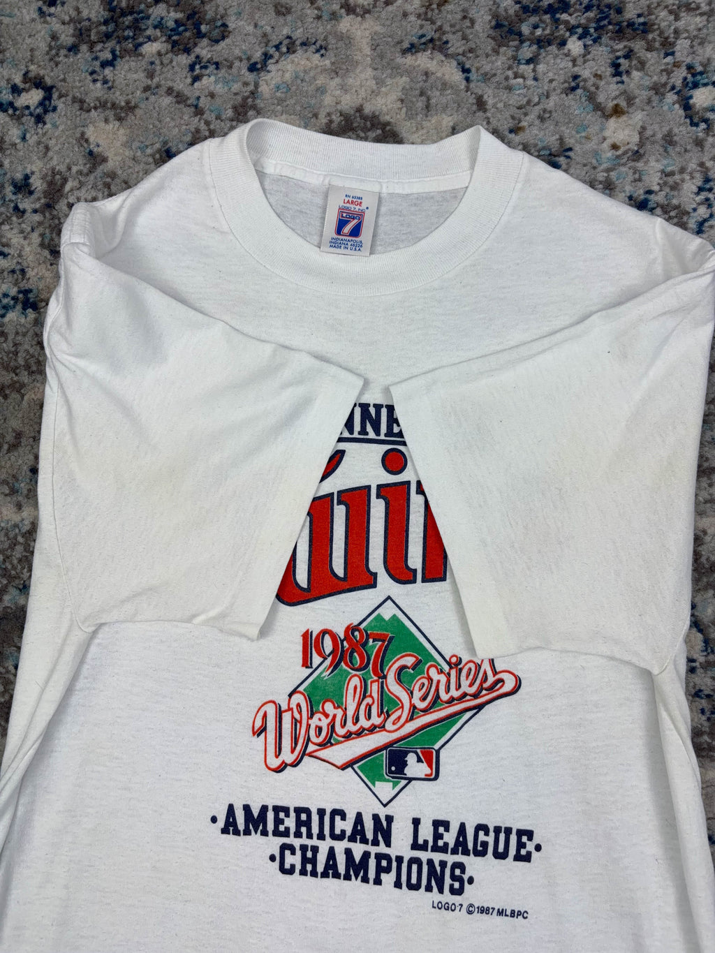 Vintage 1987 Minnesota Twins MLB American League Champs T-Shirt Size Large