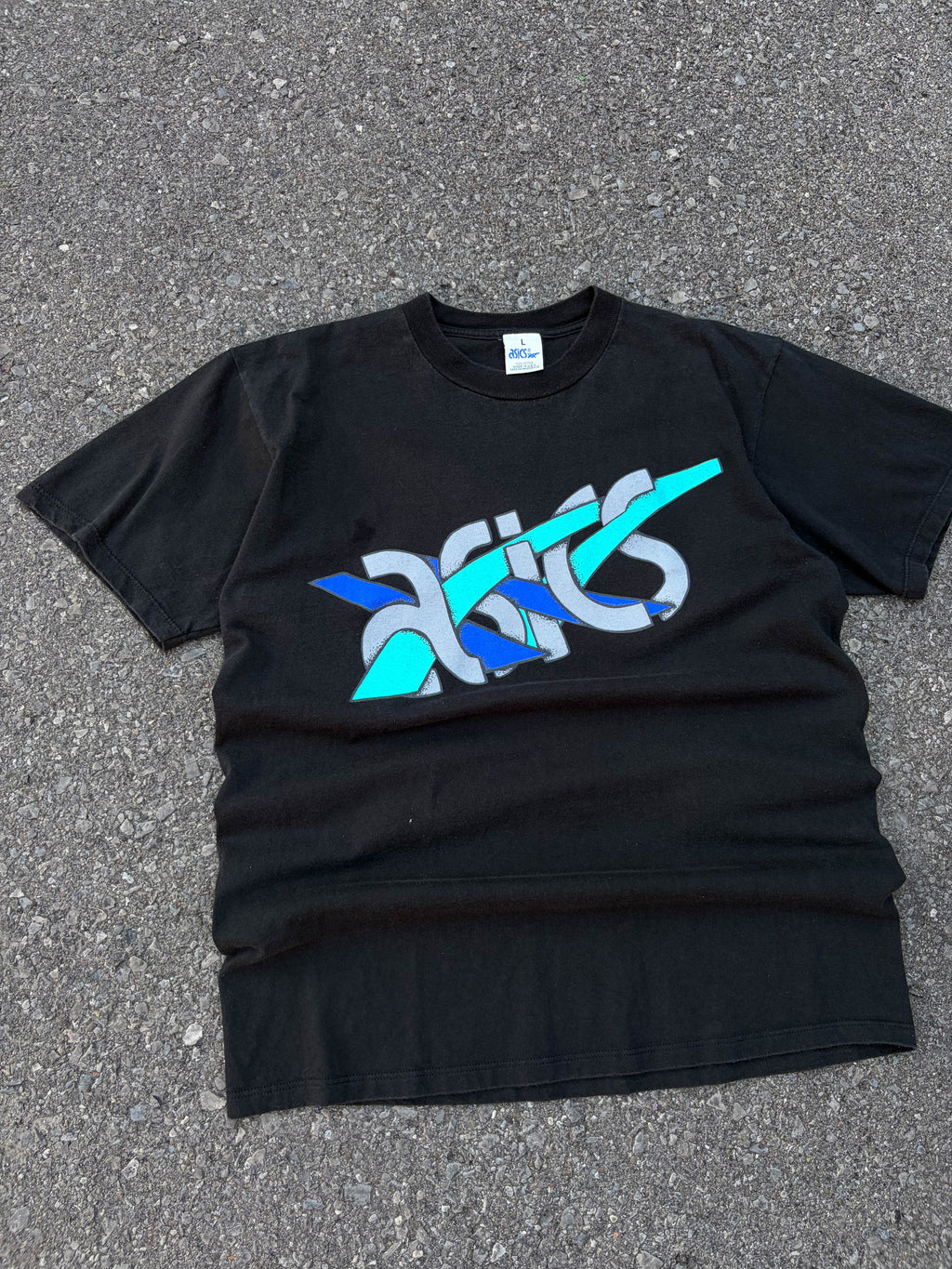 Vintage 80s/90s Asics Graphic Logo Spellout T-Shirt Size Large