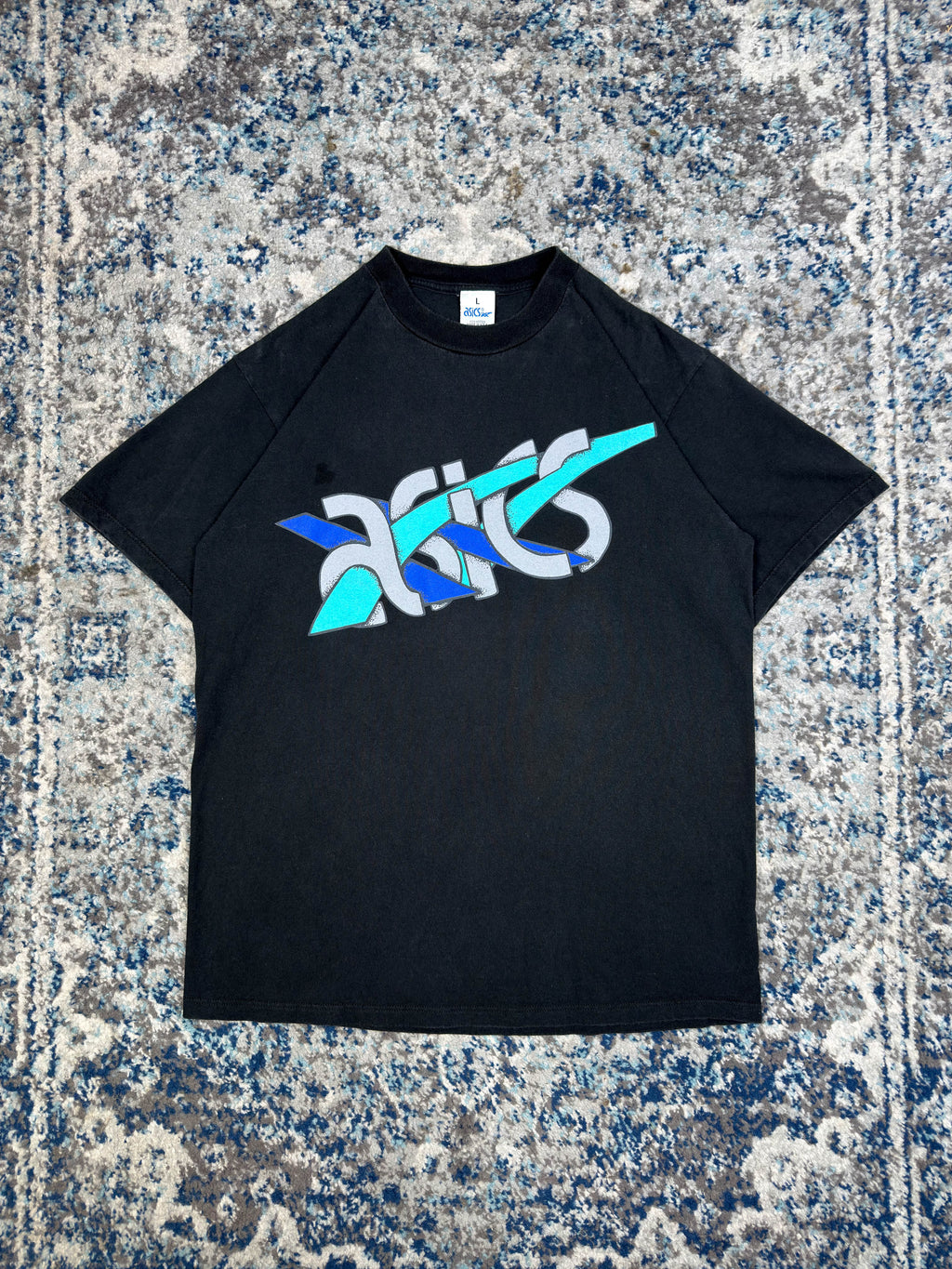 Vintage 80s/90s Asics Graphic Logo Spellout T-Shirt Size Large