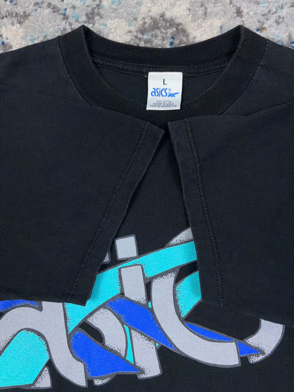 Vintage 80s/90s Asics Graphic Logo Spellout T-Shirt Size Large