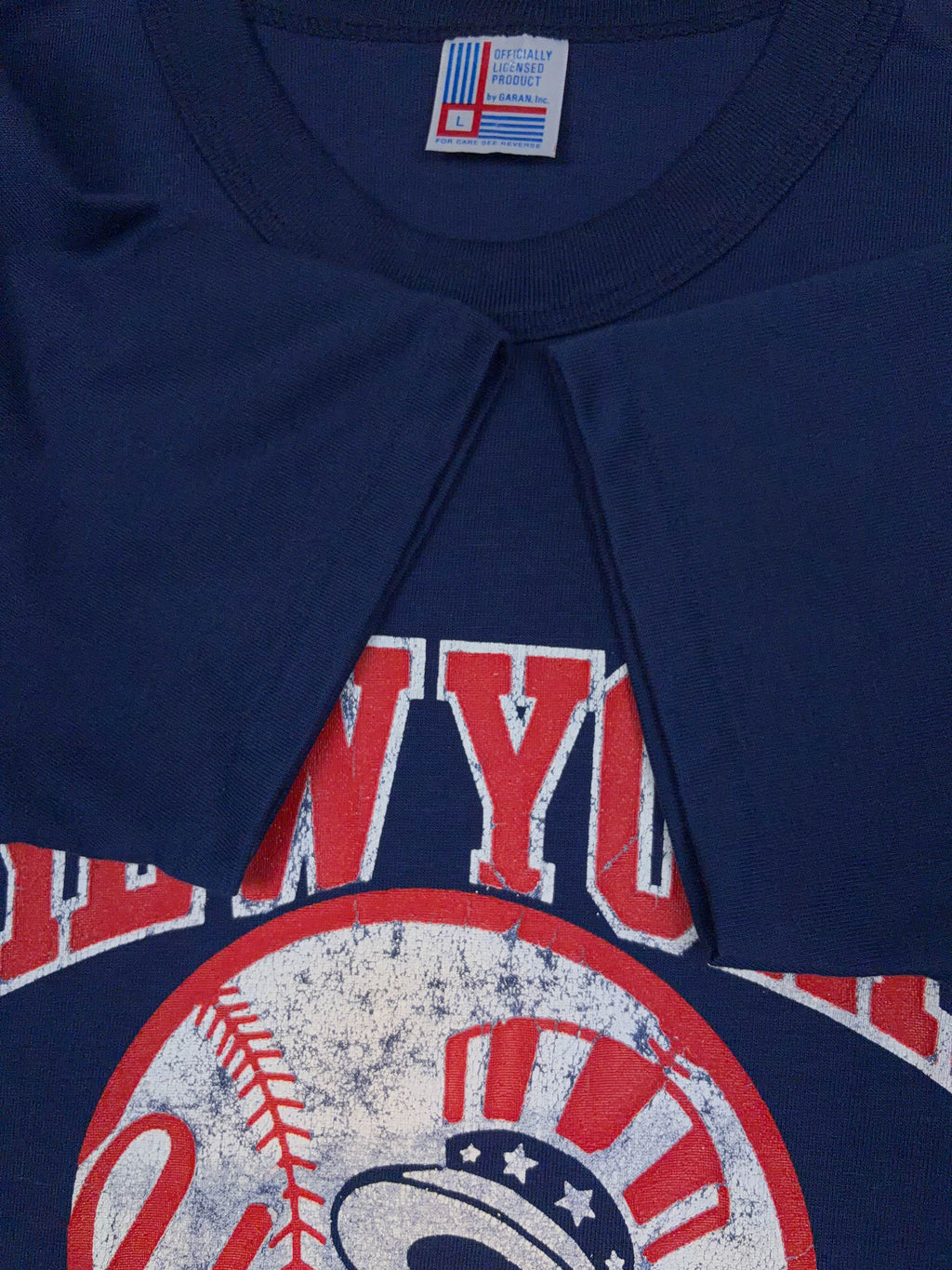 Vintage 90s New York Yankees MLB Spellout Logo T-Shirt Size Large