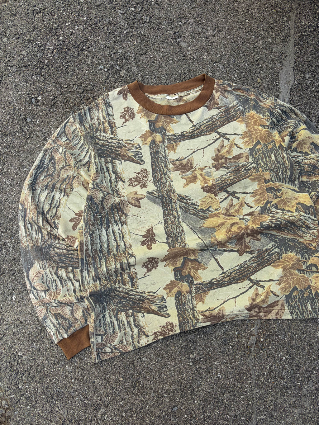 Vintage Realtree Timber Camo Long Sleeve Hunting T-Shirt Size Large