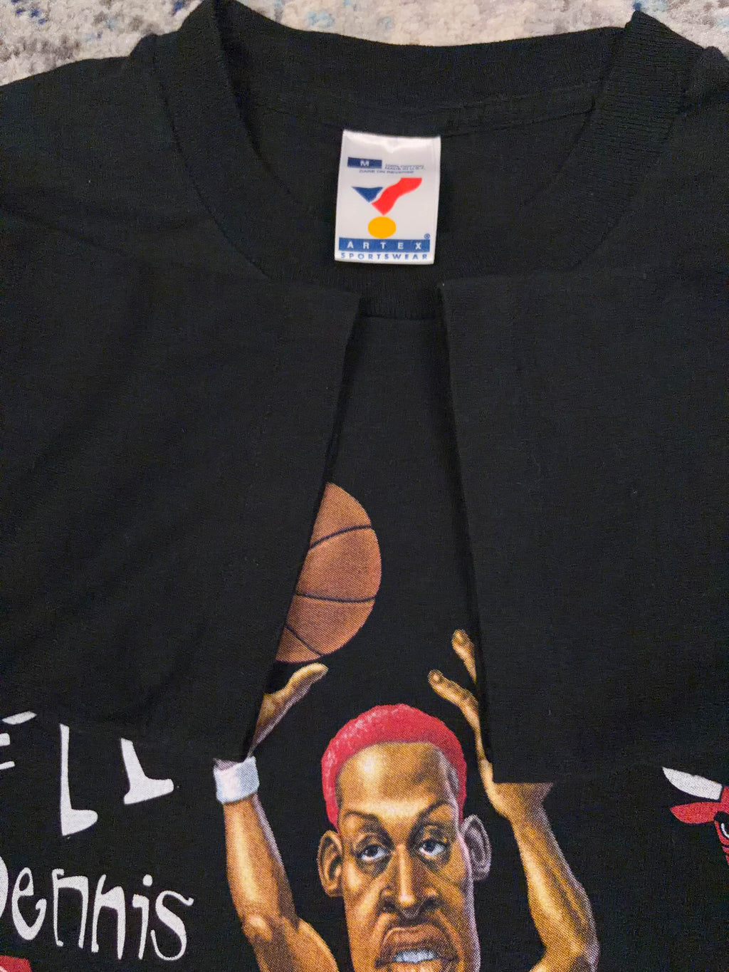 Vintage 90s Dennis Rodman #91 Chicago Bulls Caricature T-Shirt Size Medium