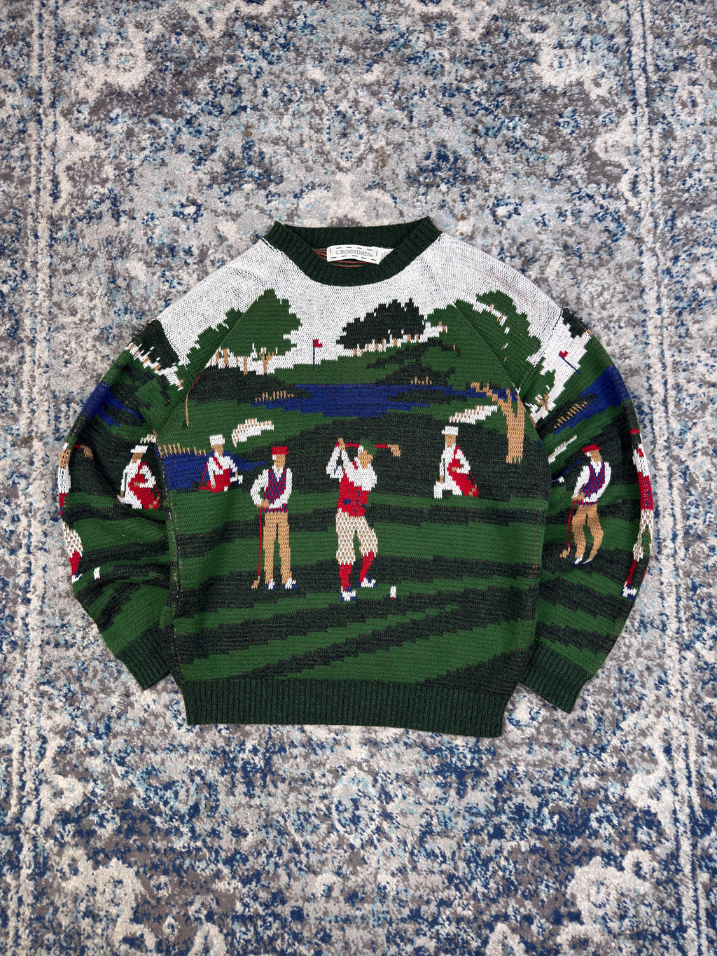 Vintage Crossings Golf Graphic Pullover Knit Sweater Size Medium