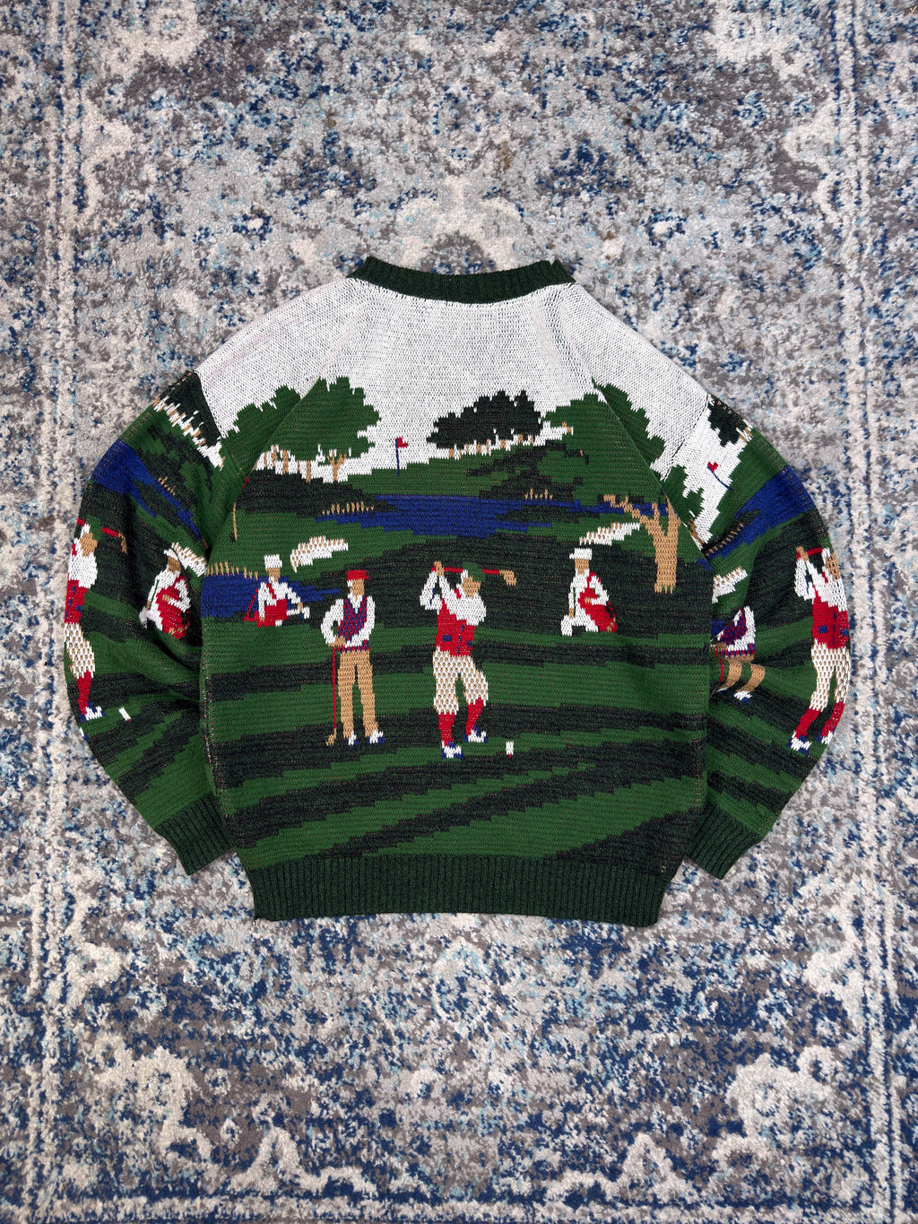 Vintage Crossings Golf Graphic Pullover Knit Sweater Size Medium