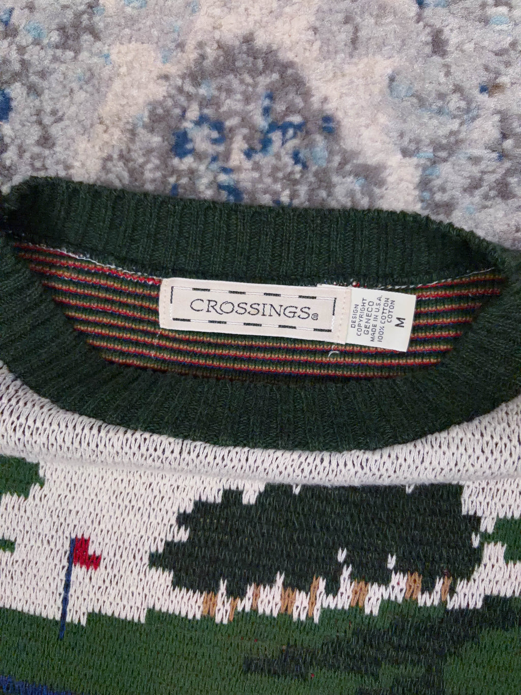 Vintage Crossings Golf Graphic Pullover Knit Sweater Size Medium