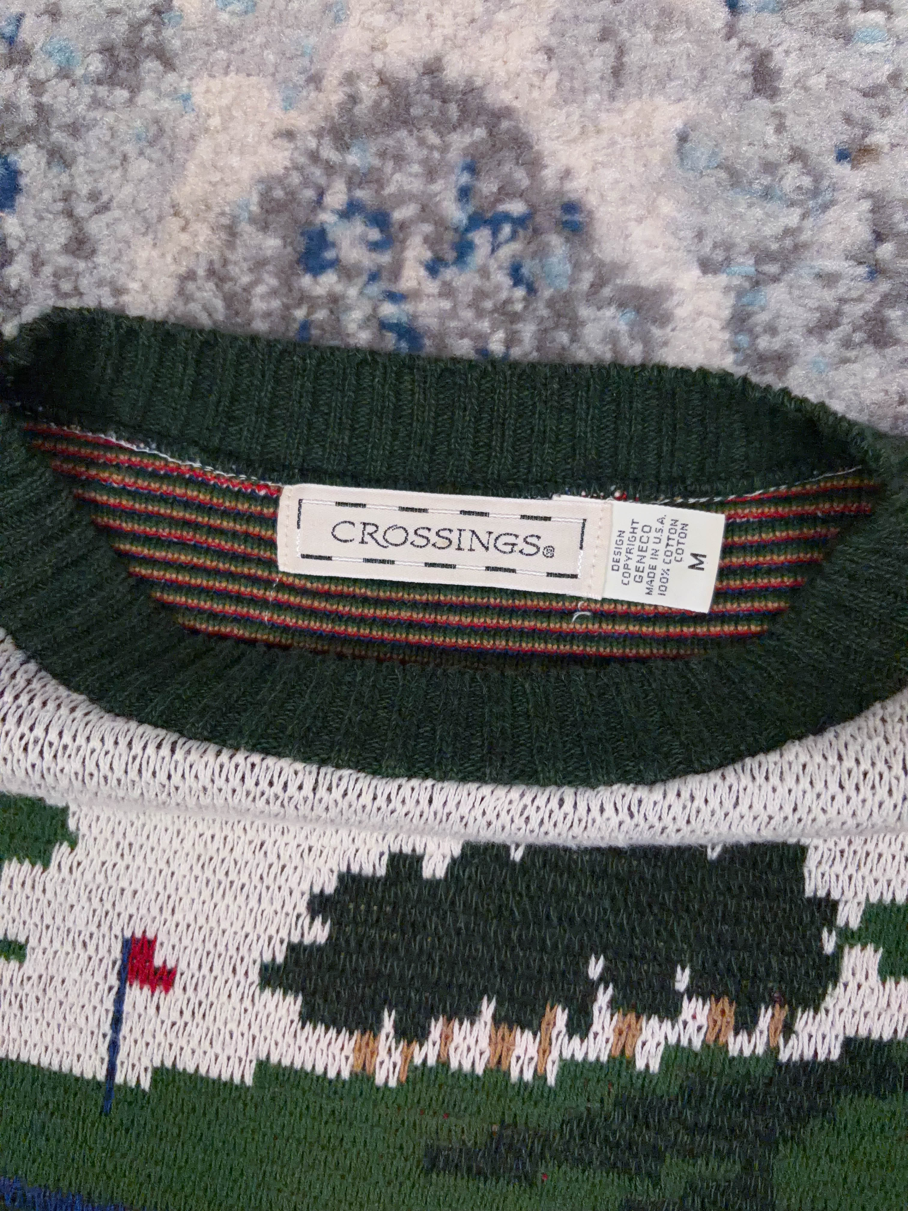 Vintage Crossings Golf Graphic Pullover Knit Sweater Size Medium