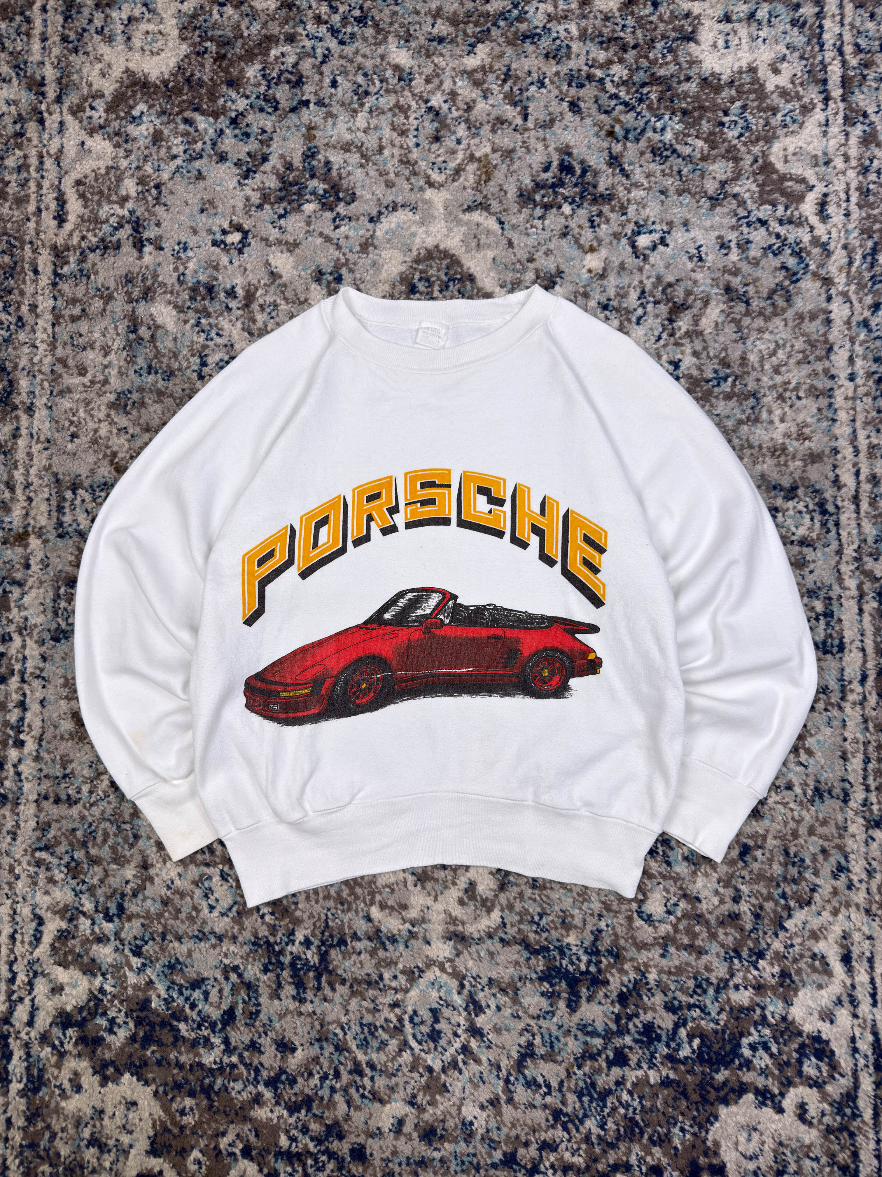 Vintage 80s/90s Porsche 930 Arc Spellout Graphic Sweatshirt Size YOUTH Large