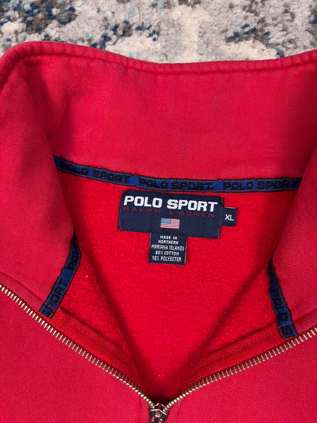 Vintage Polo Sport Ralph Lauren Embroidered Logo 1/4 Zip Sweatshirt Size XL