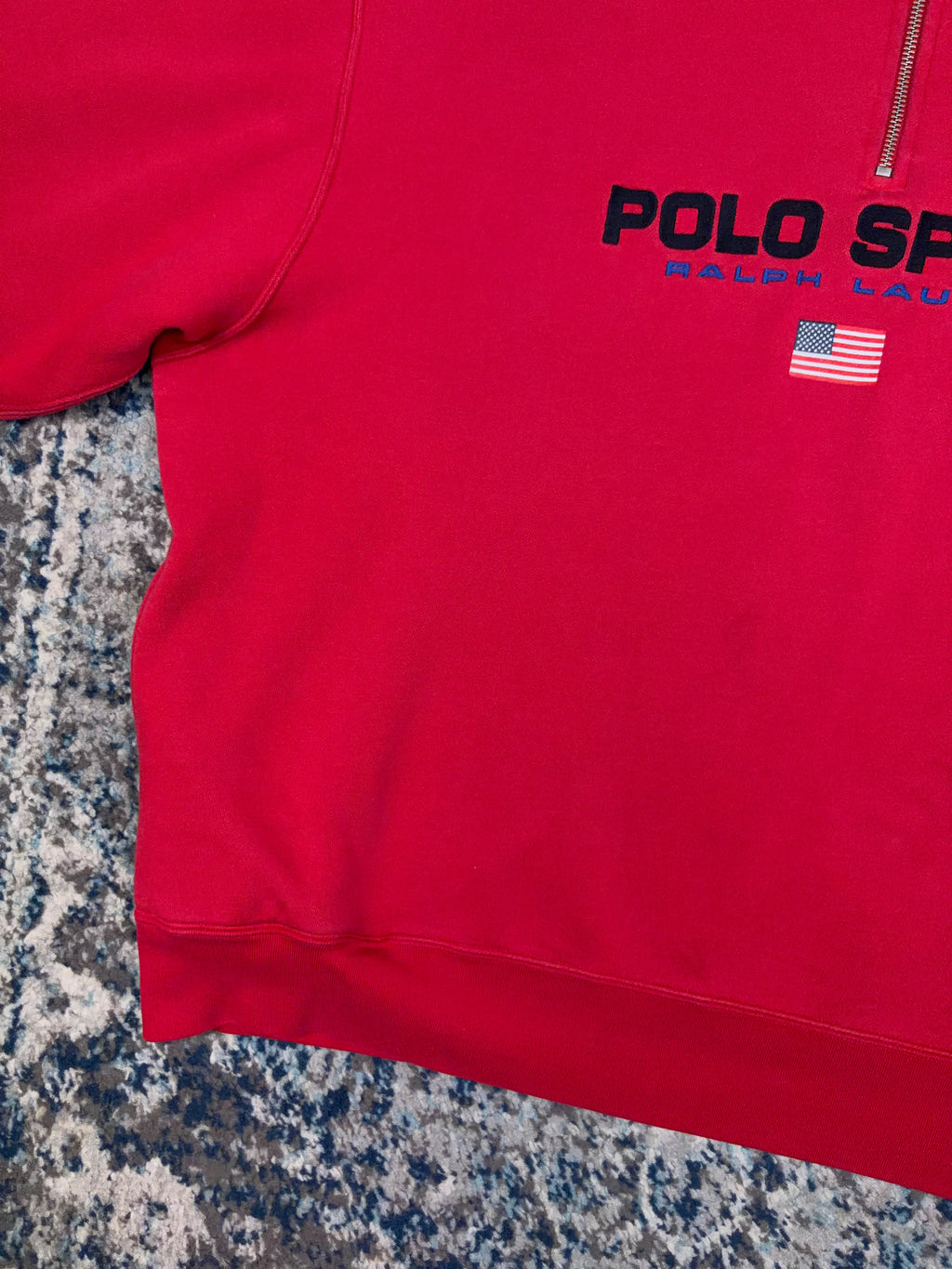 Vintage Polo Sport Ralph Lauren Embroidered Logo 1/4 Zip Sweatshirt Size XL