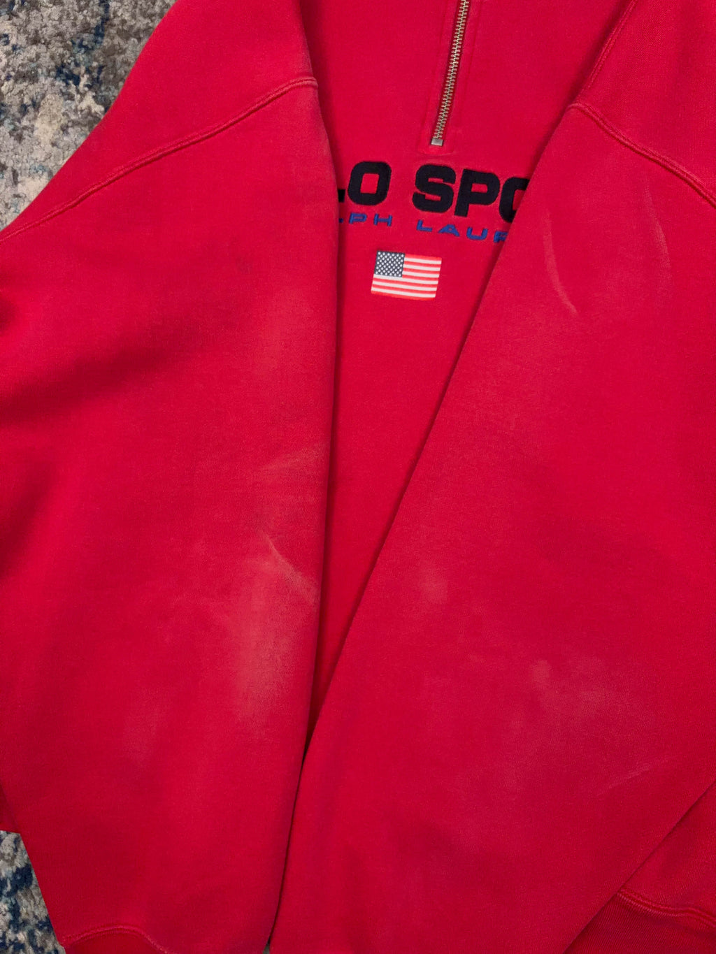 Vintage Polo Sport Ralph Lauren Embroidered Logo 1/4 Zip Sweatshirt Size XL